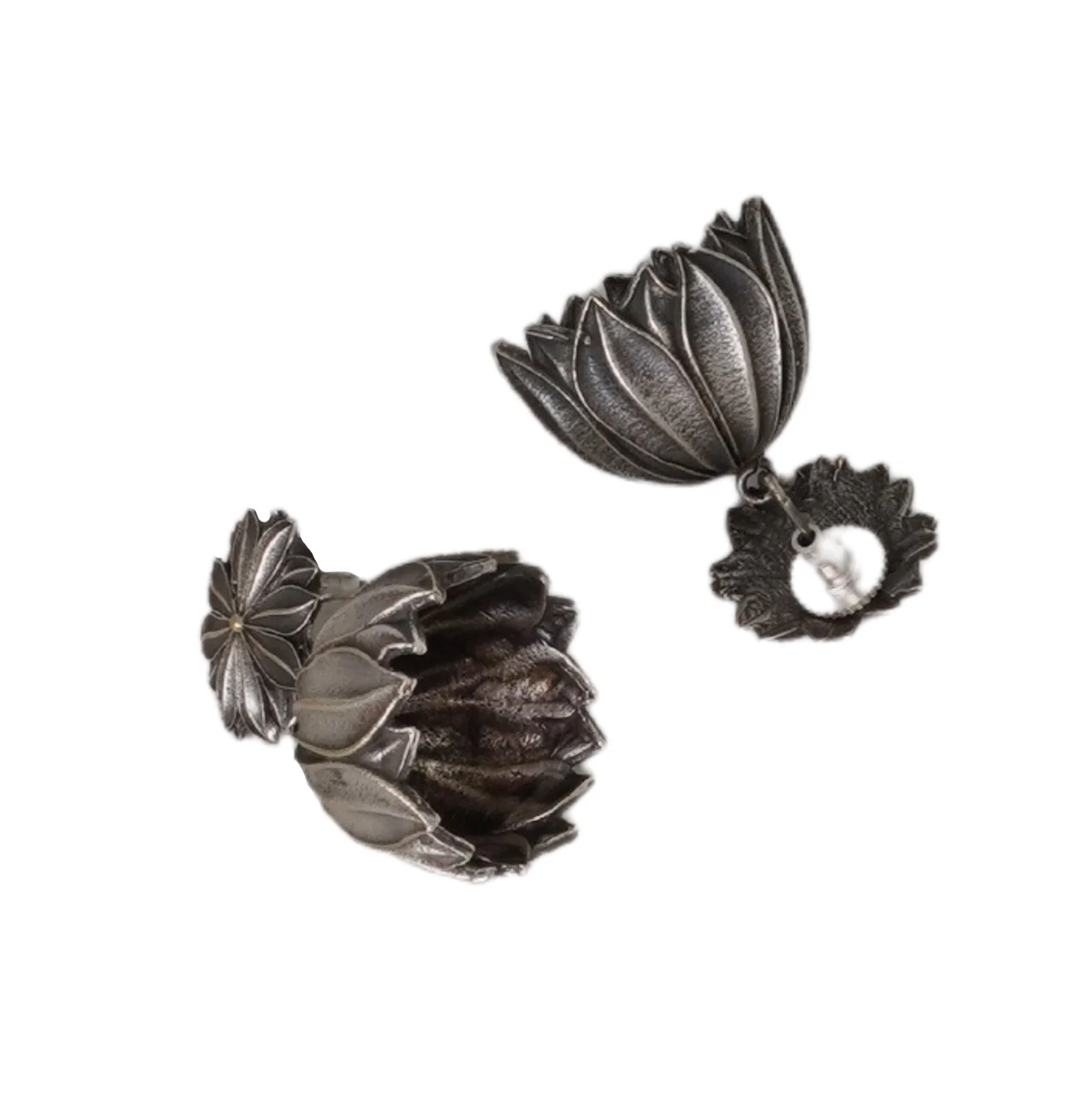 Teejh Vasana Silver Oxidised Floral Earrings - Image 5