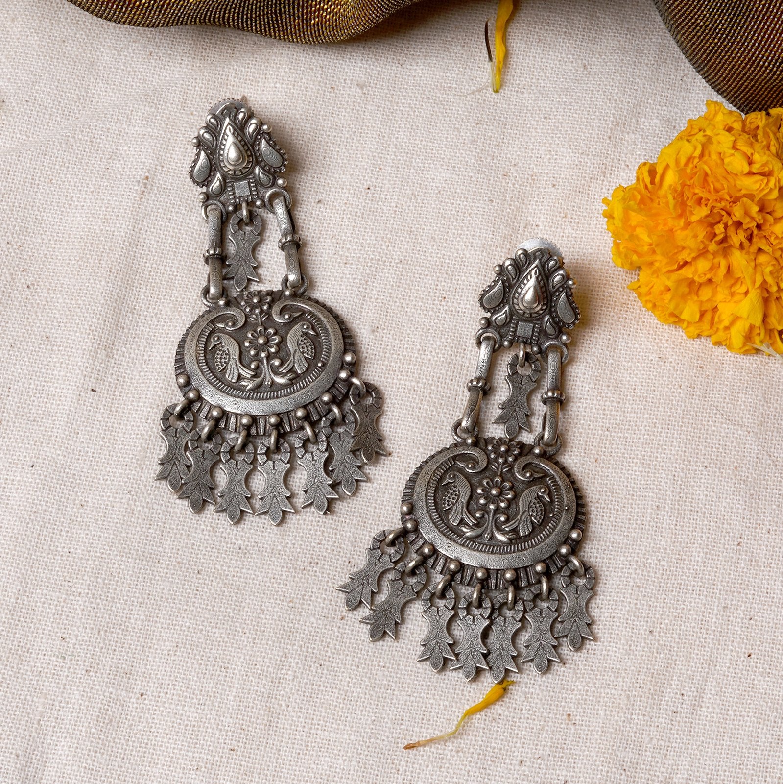 Teejh Vedhika Silver Oxidsed Earrings