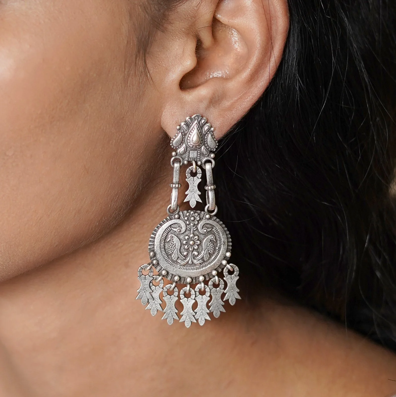 Teejh Vedhika Silver Oxidsed Earrings - Image 2