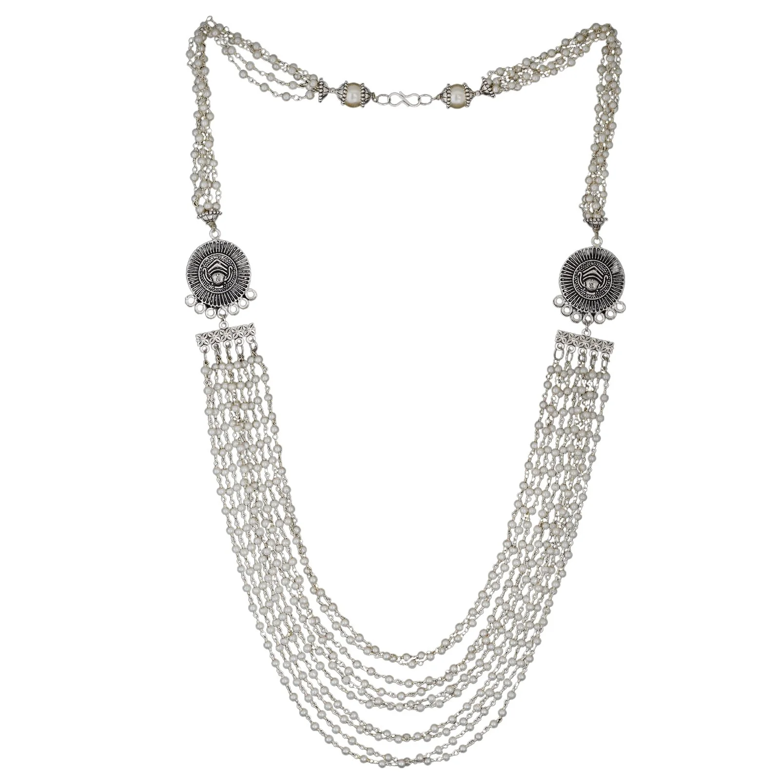 Teejh Vibhuti Pearl Layered Silver Oxidised Necklace - Image 3