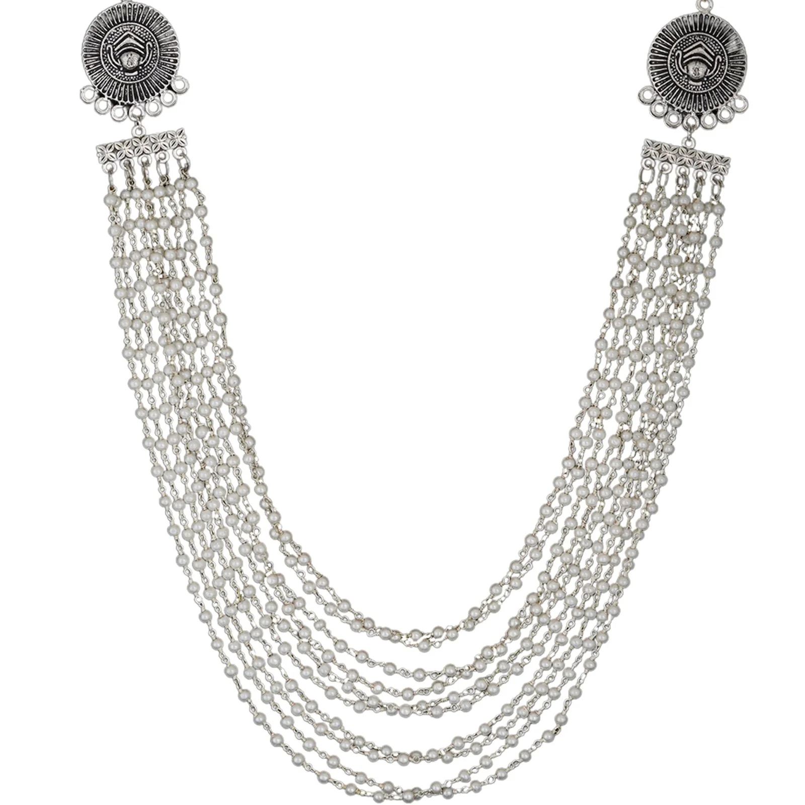 Teejh Vibhuti Pearl Layered Silver Oxidised Necklace - Image 5