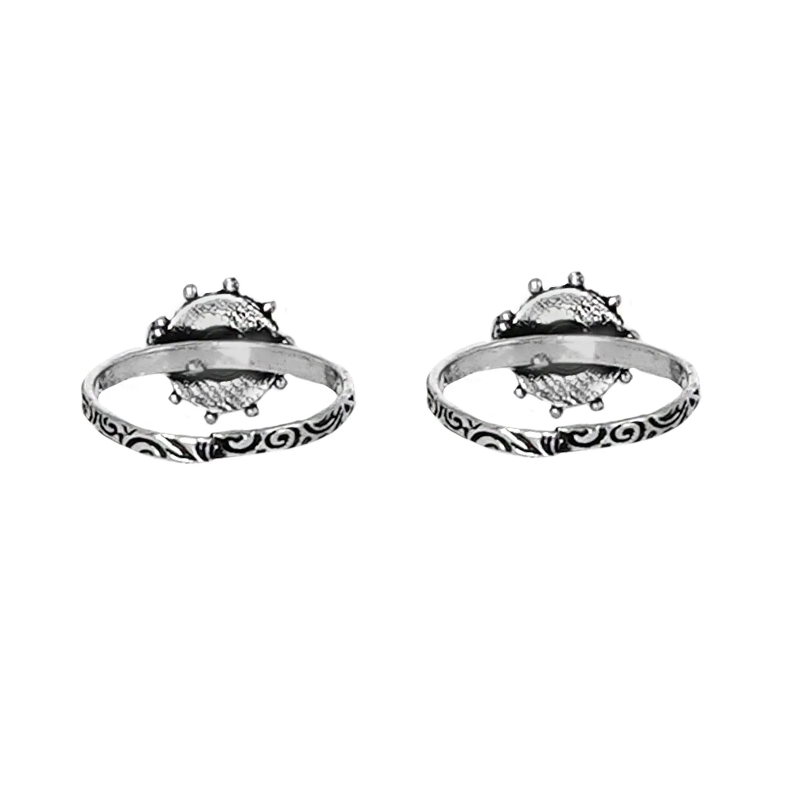 Teejh Vihana White Stone Silver Oxidised Toe Rings - Image 6