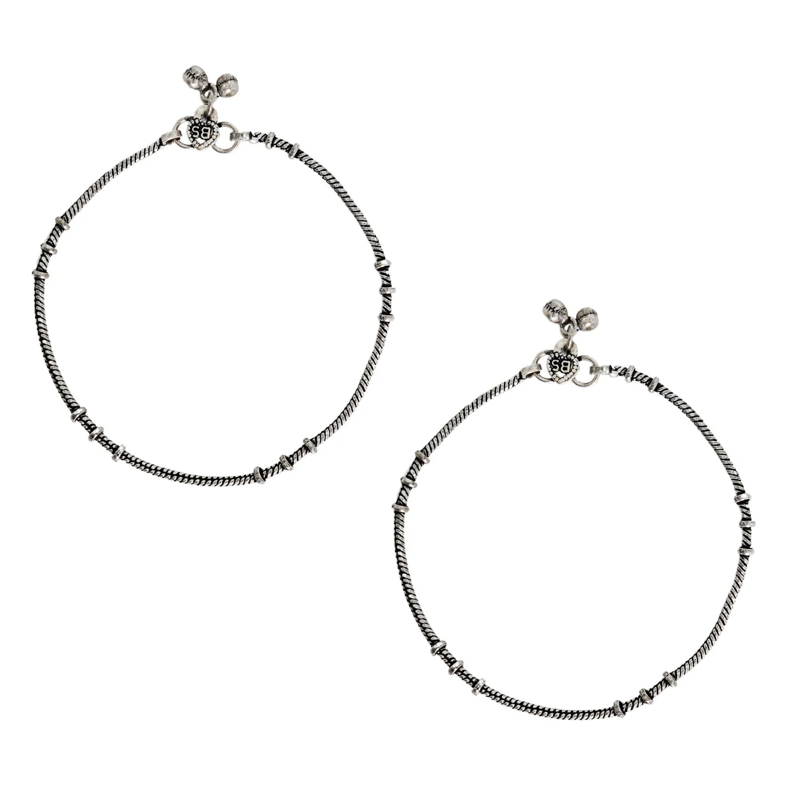 Teejh Viranshu Silver Oxidised Anklets - Image 5