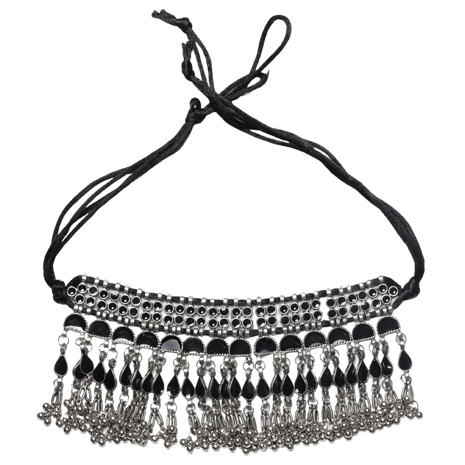Teejh Zaira Black Silver Oxidised Choker Necklace - Image 3