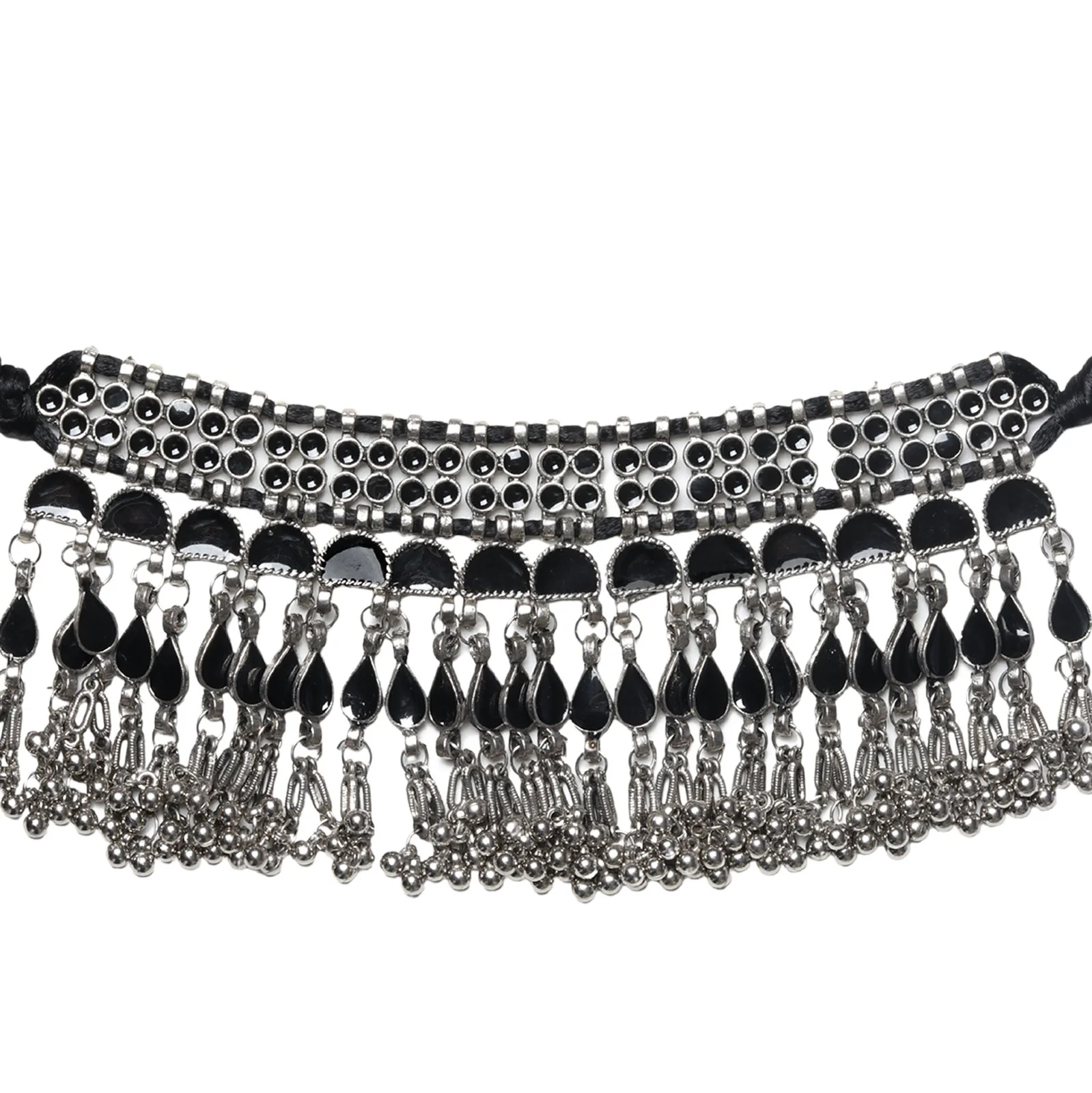 Teejh Zaira Black Silver Oxidised Choker Necklace - Image 4