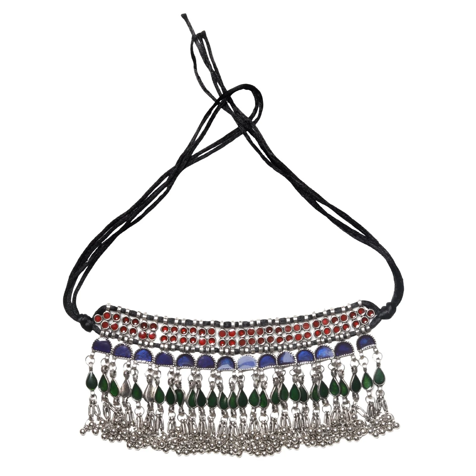 Teejh Zaira Mulitcolored Silver Oxidised Choker Necklace - Image 3