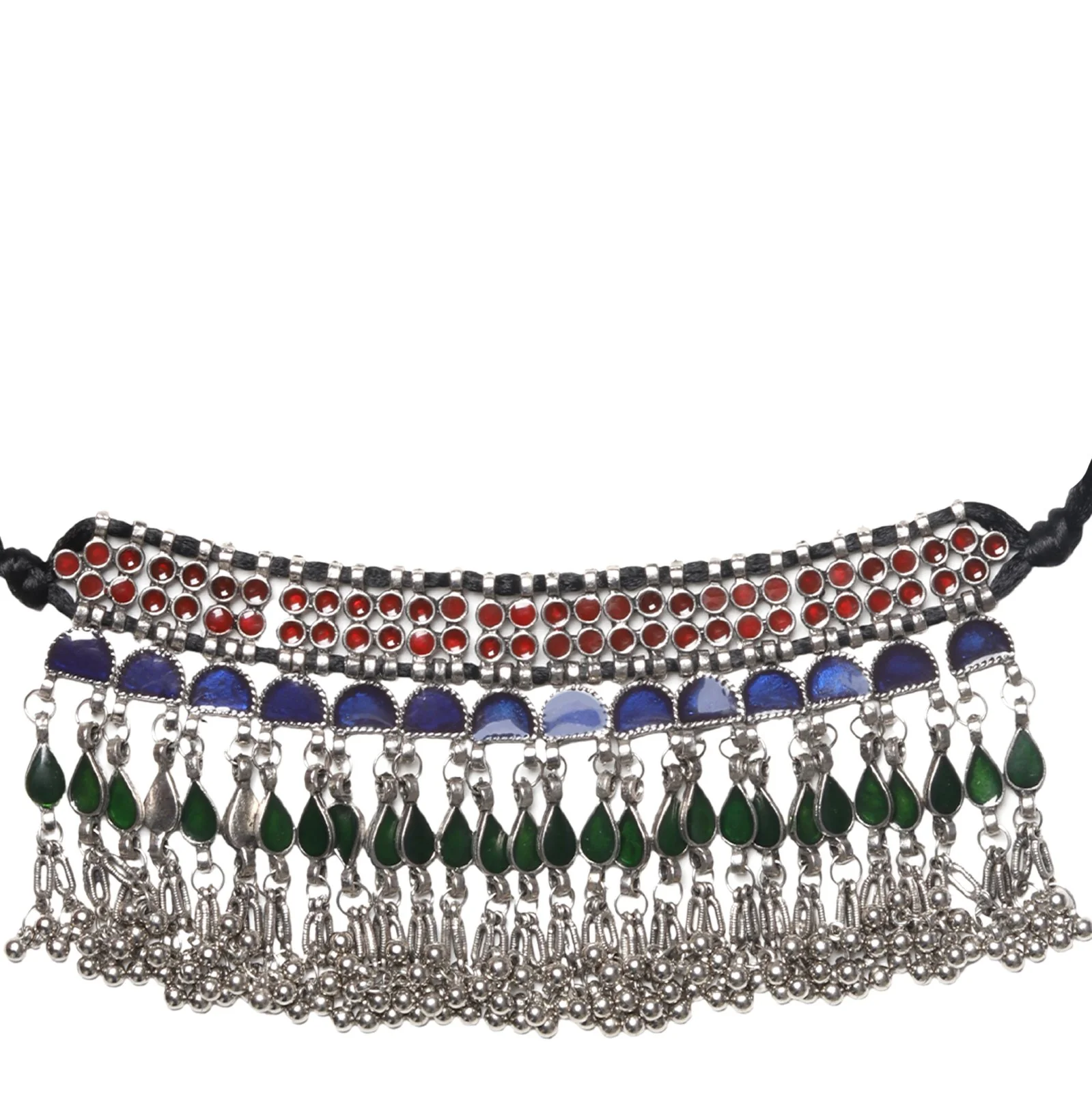 Teejh Zaira Mulitcolored Silver Oxidised Choker Necklace - Image 4
