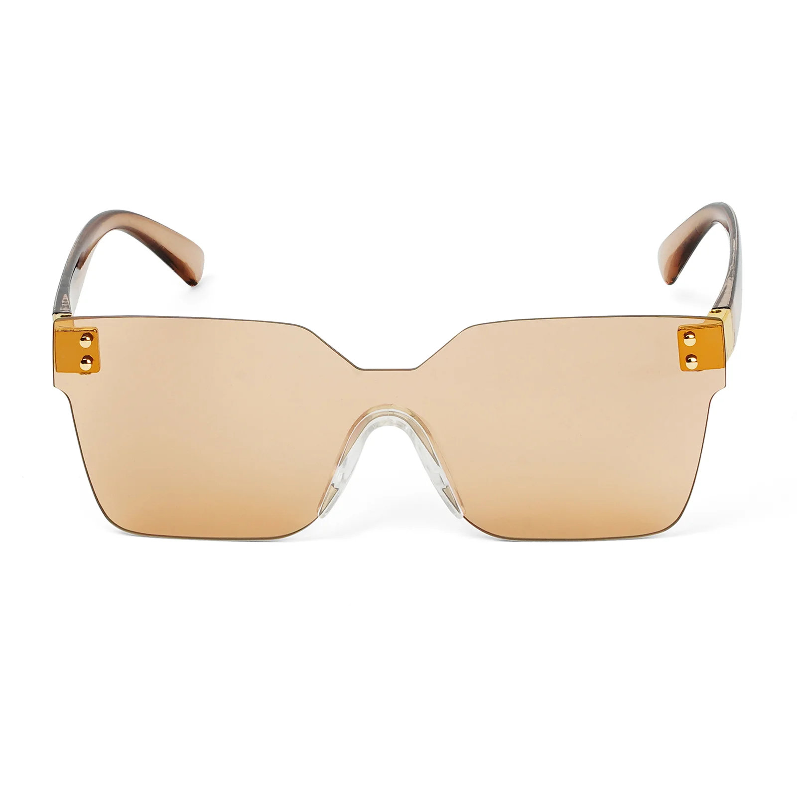 Tenzin Rimless Beige Tinted Oversized Sunglasses - Image 4