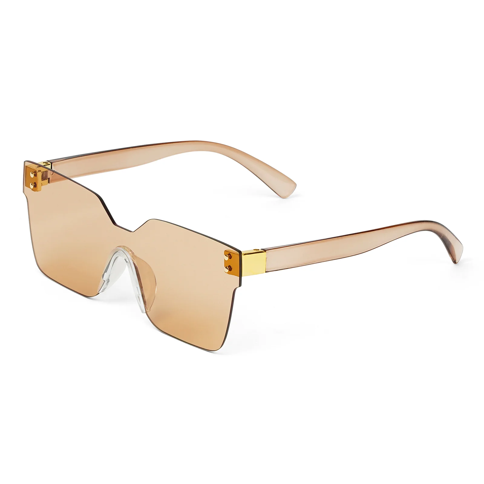 Tenzin Rimless Beige Tinted Oversized Sunglasses - Image 5