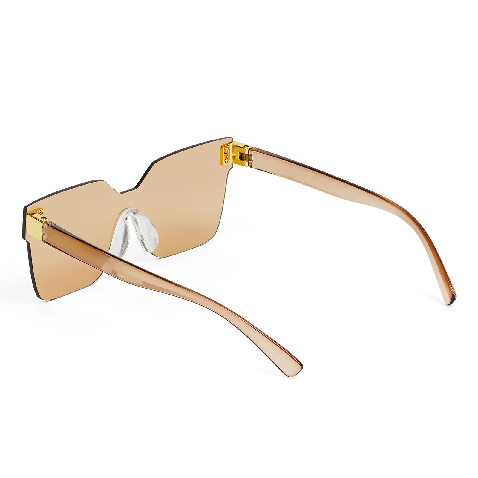 Tenzin Rimless Beige Tinted Oversized Sunglasses - Image 7