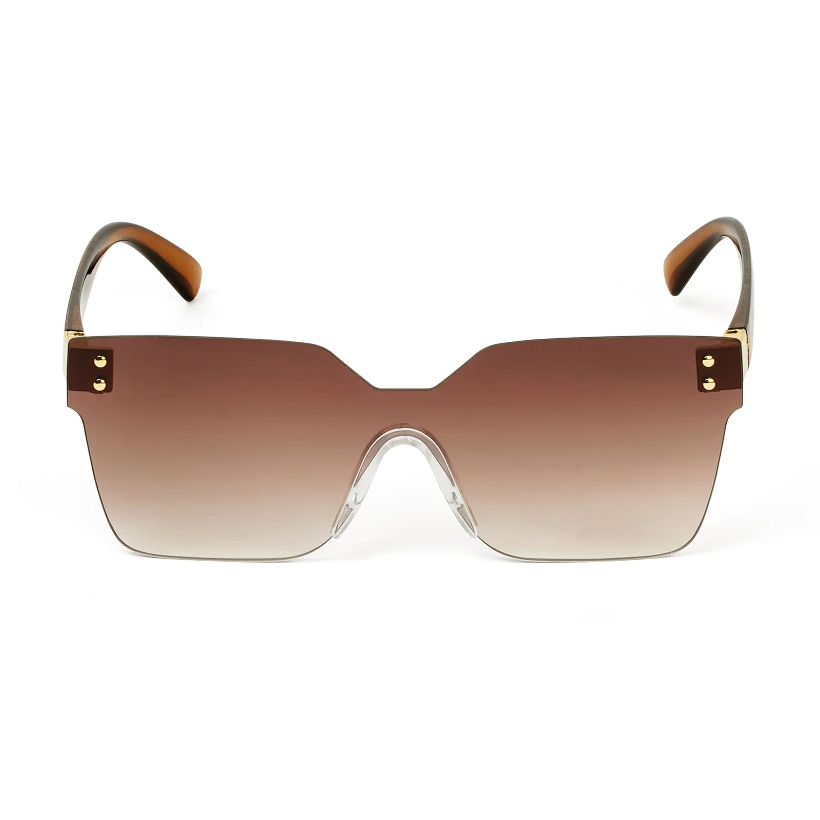 Tenzin Rimless Brown Tinted Oversized Sunglasses - Image 4