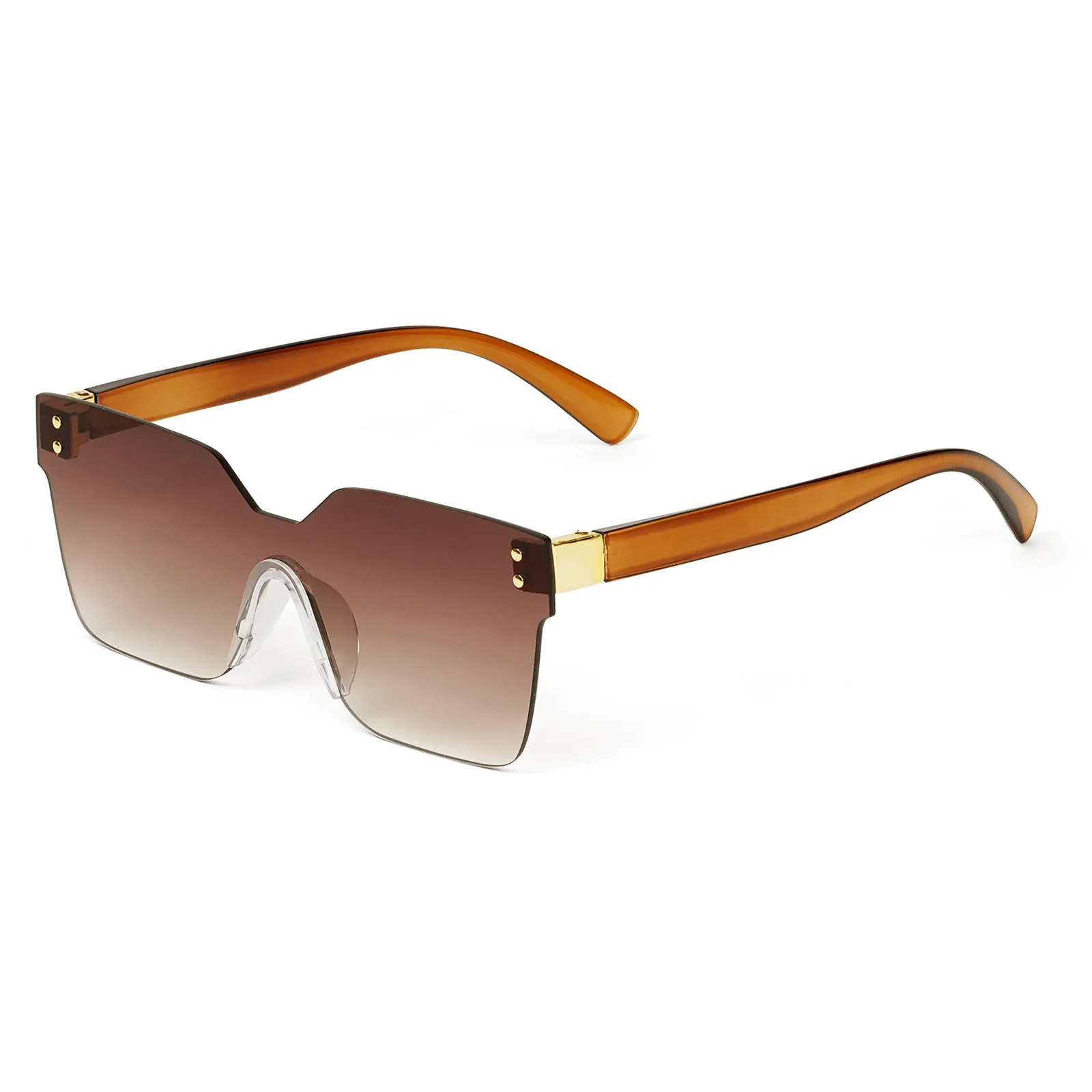 Tenzin Rimless Brown Tinted Oversized Sunglasses - Image 5