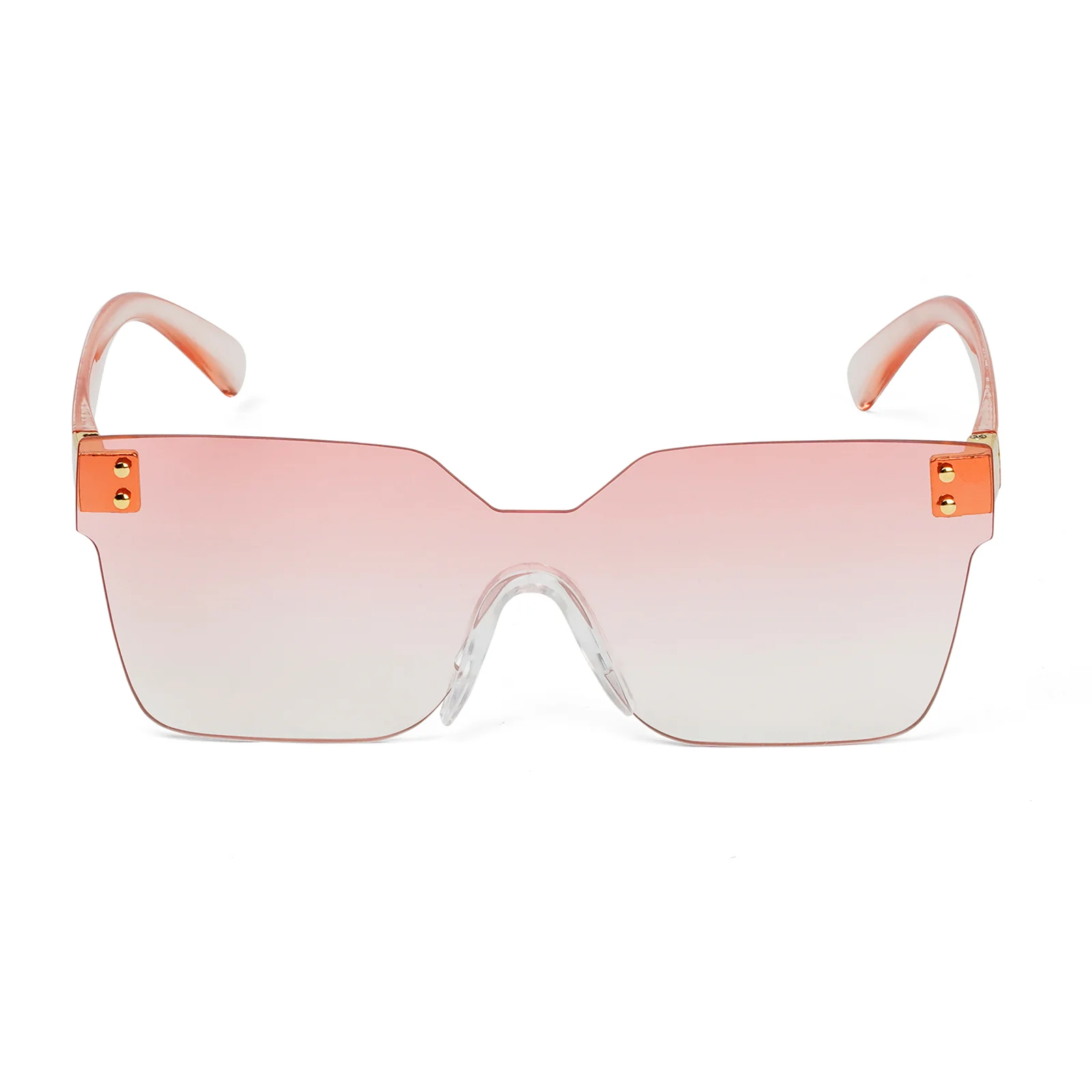 Tenzin Rimless Pink Tinted Oversized Sunglasses - Image 4