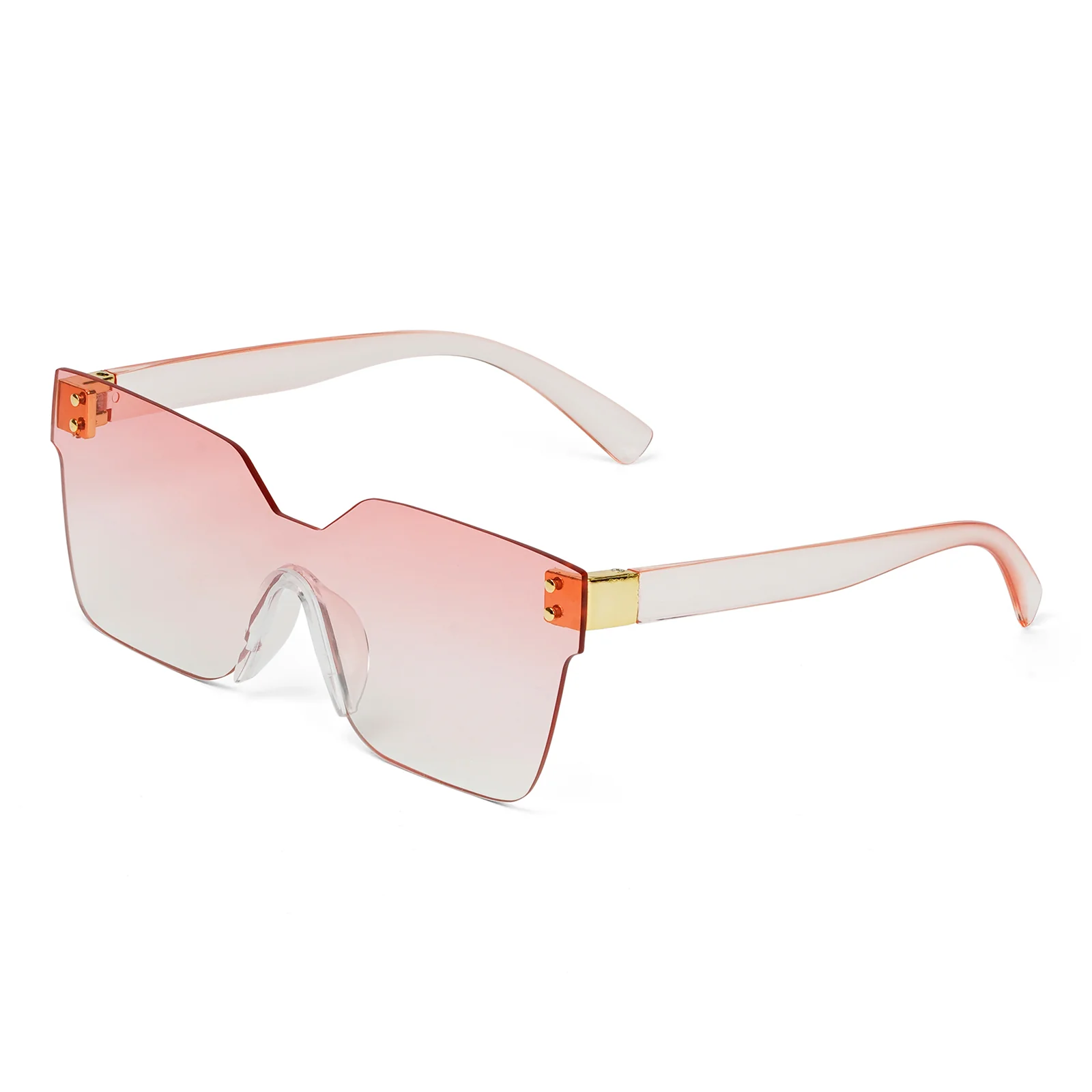 Tenzin Rimless Pink Tinted Oversized Sunglasses - Image 5