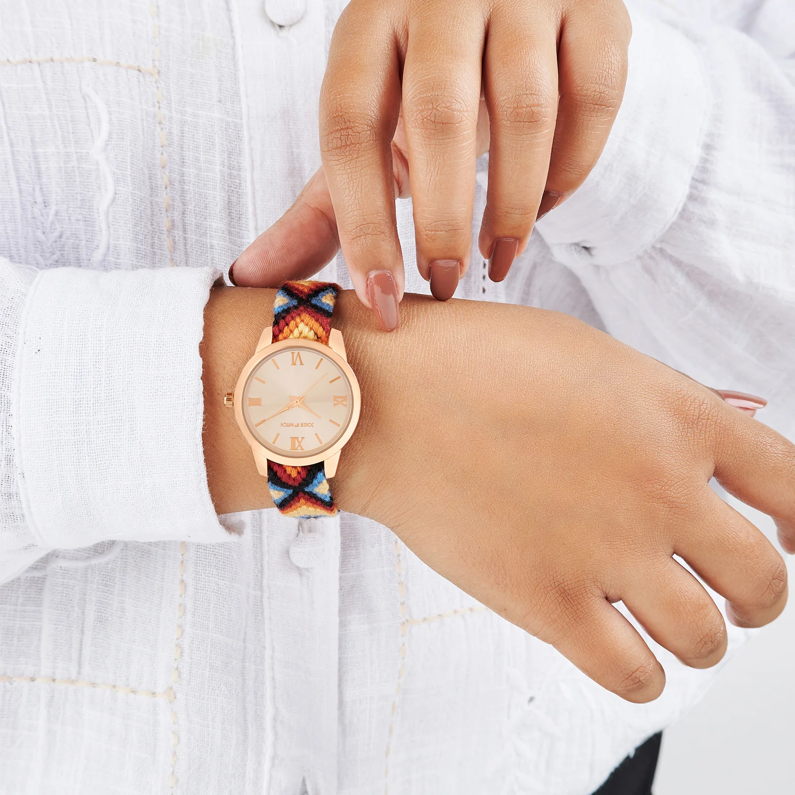 Tide & Twine Rose Gold Medium Dial Firey Macrame Strap Women's Watch - Image 2