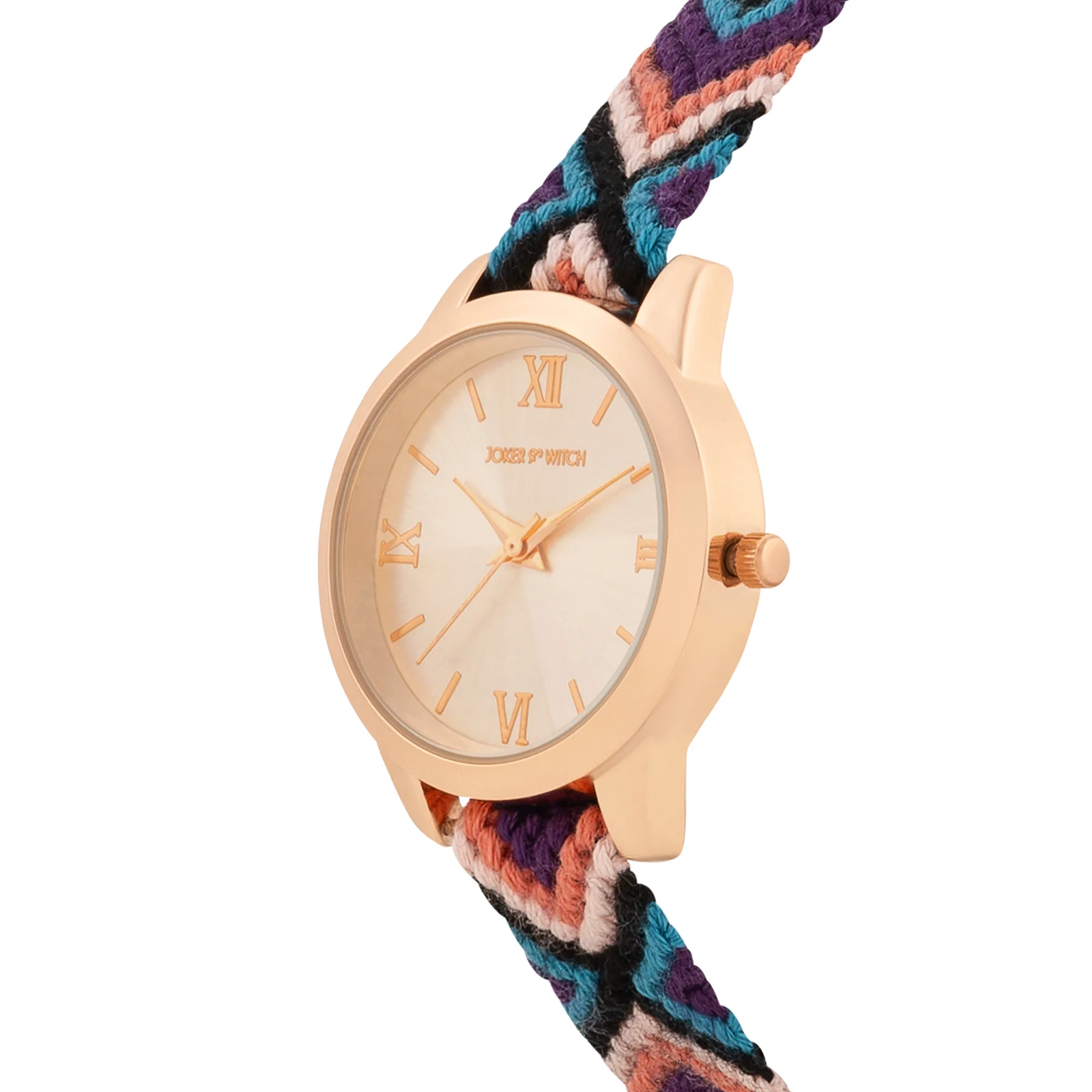 Tide & Twine Rose Gold Medium Dial Multicolor Macrame Strap Women's Watch - Image 4