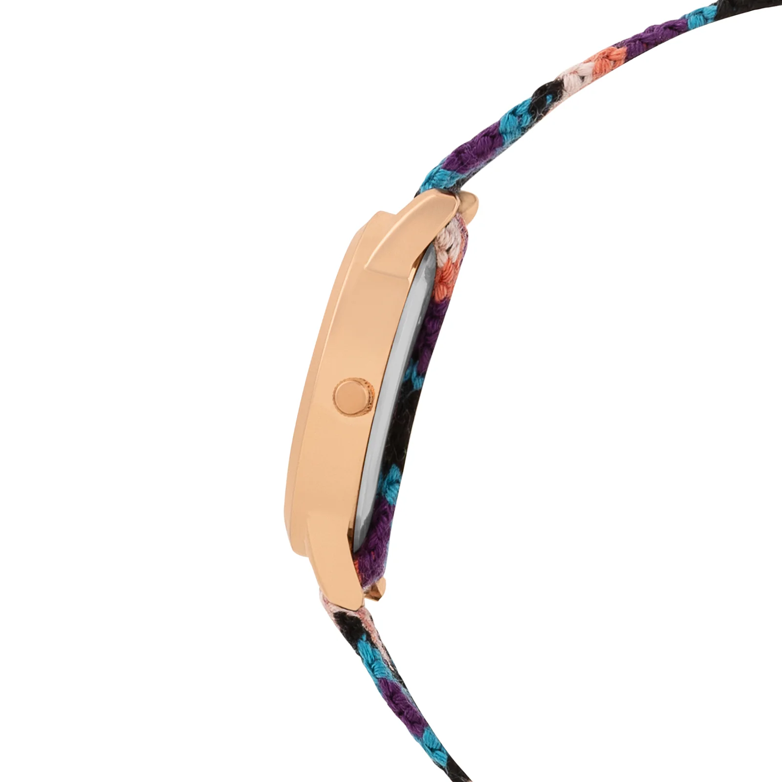 Tide & Twine Rose Gold Medium Dial Multicolor Macrame Strap Women's Watch - Image 5