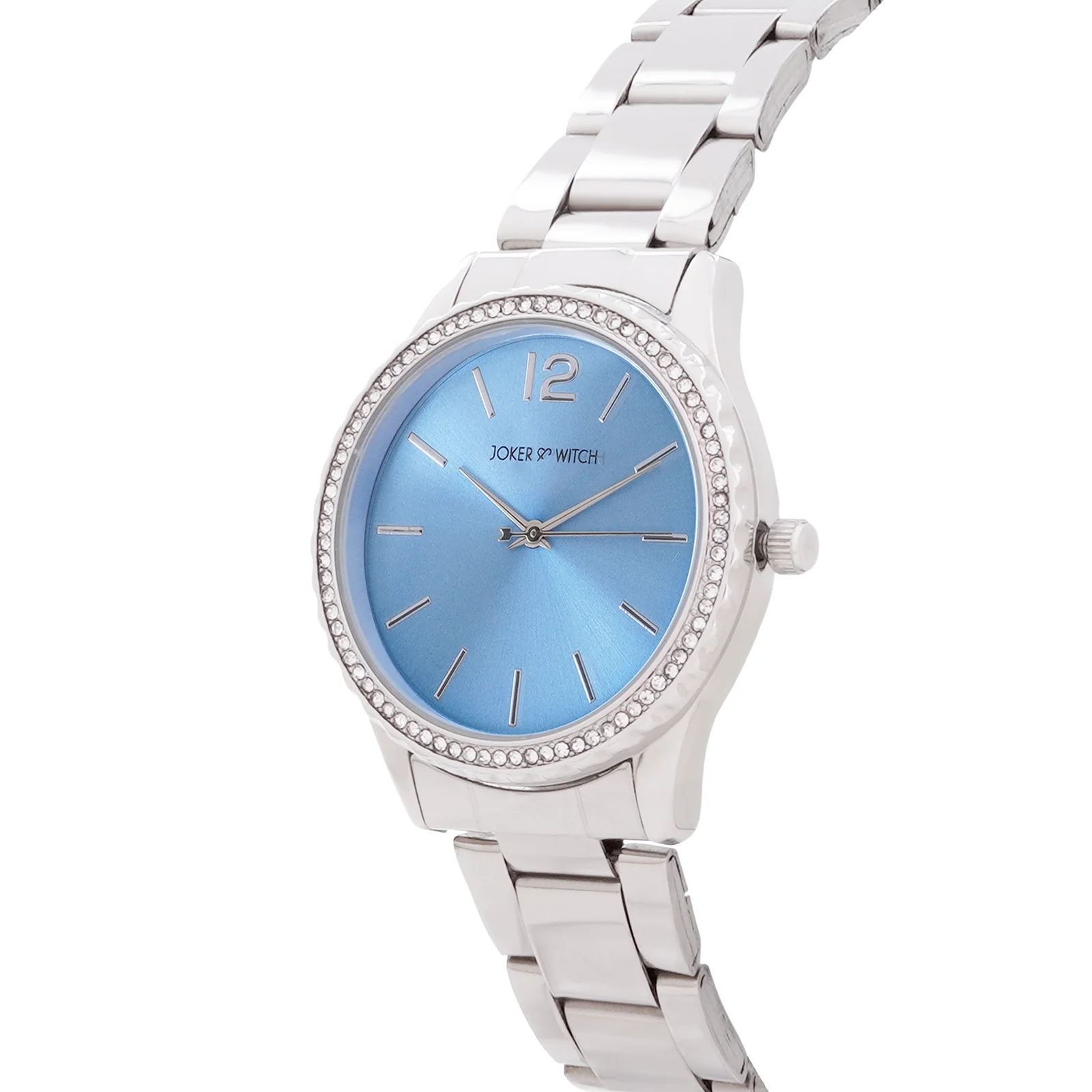 Adrenalina Blue Medium Rhinestone Dial Silver Linked Chain Strap Women's Watch - Image 4