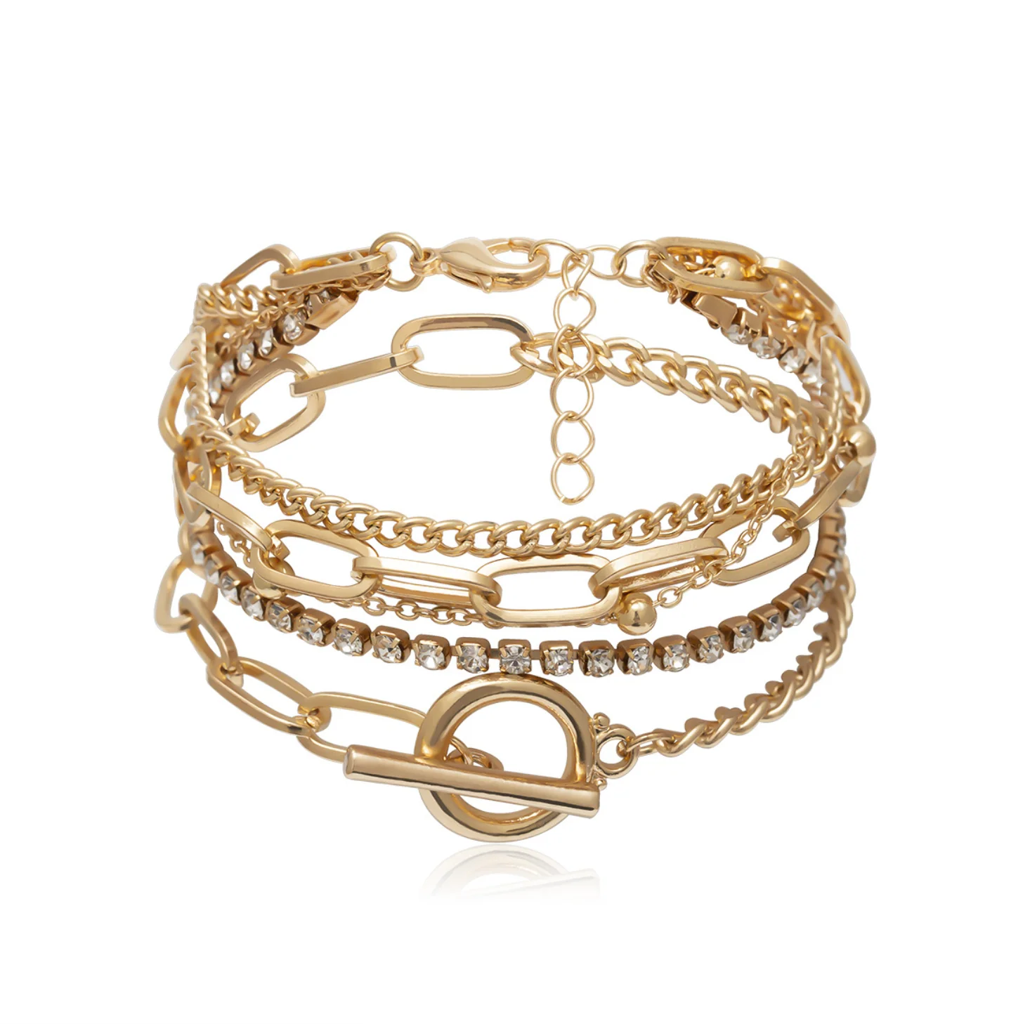 Toggle Gold Chain Set of 5 Bracelets - Image 3
