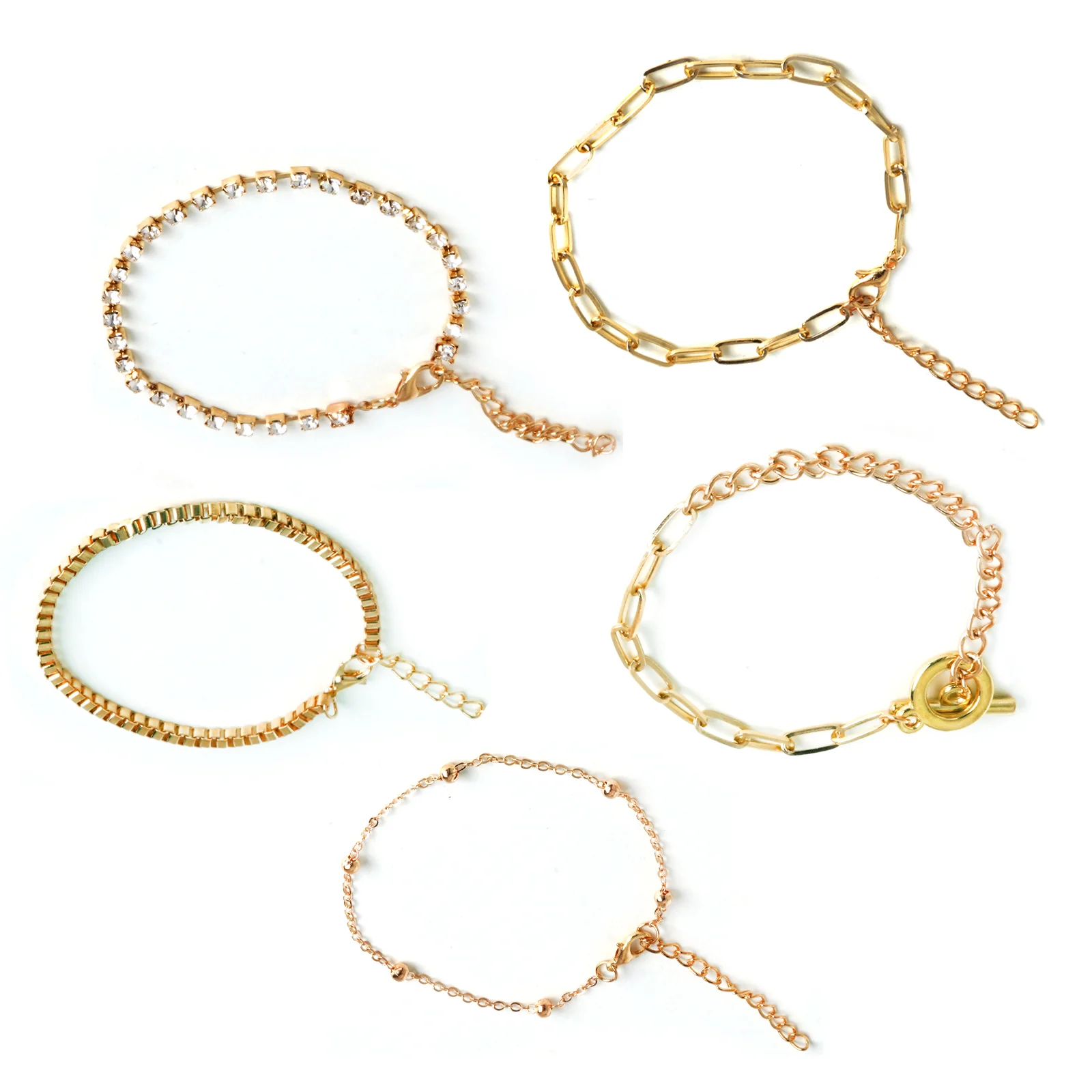 Toggle Gold Chain Set of 5 Bracelets - Image 8
