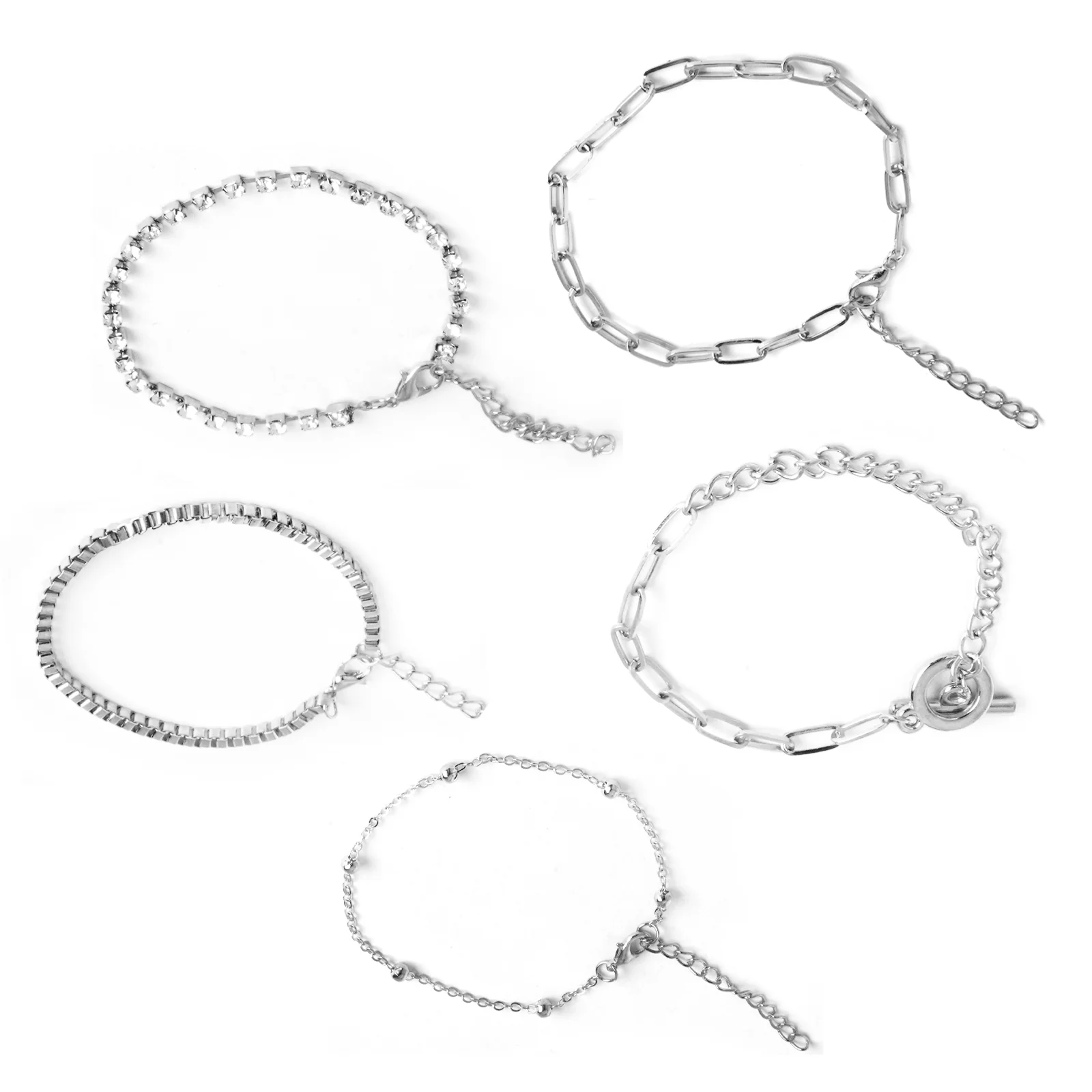 Toggle Silver Chain Set of 5 Bracelets - Image 8