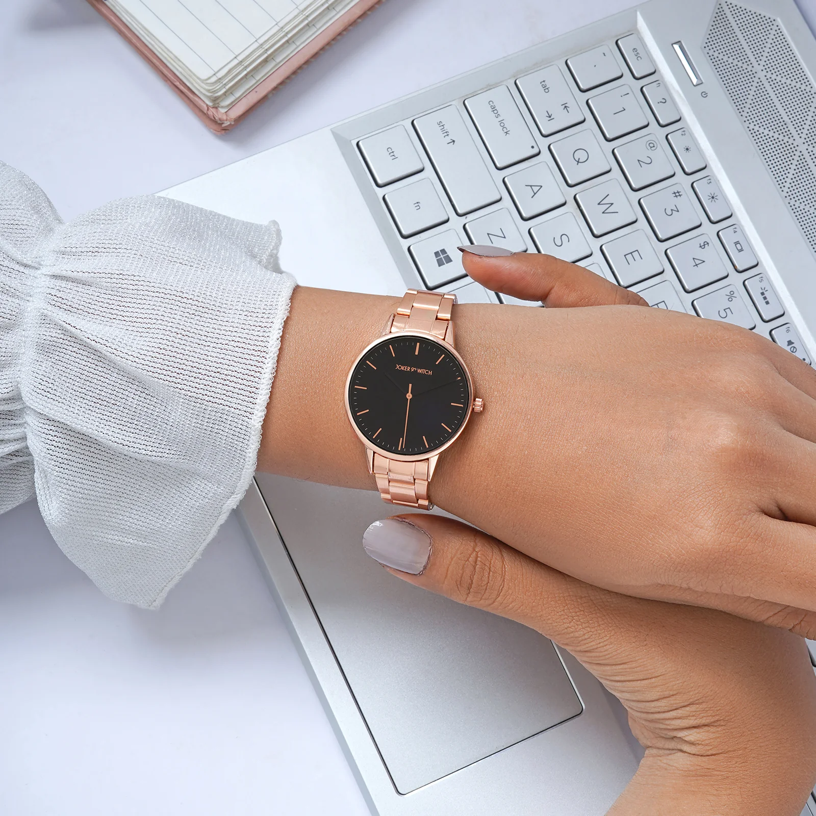 Tokyo Black Medium Dial Rose Gold Linked Chain Strap Women's Watch - Image 2