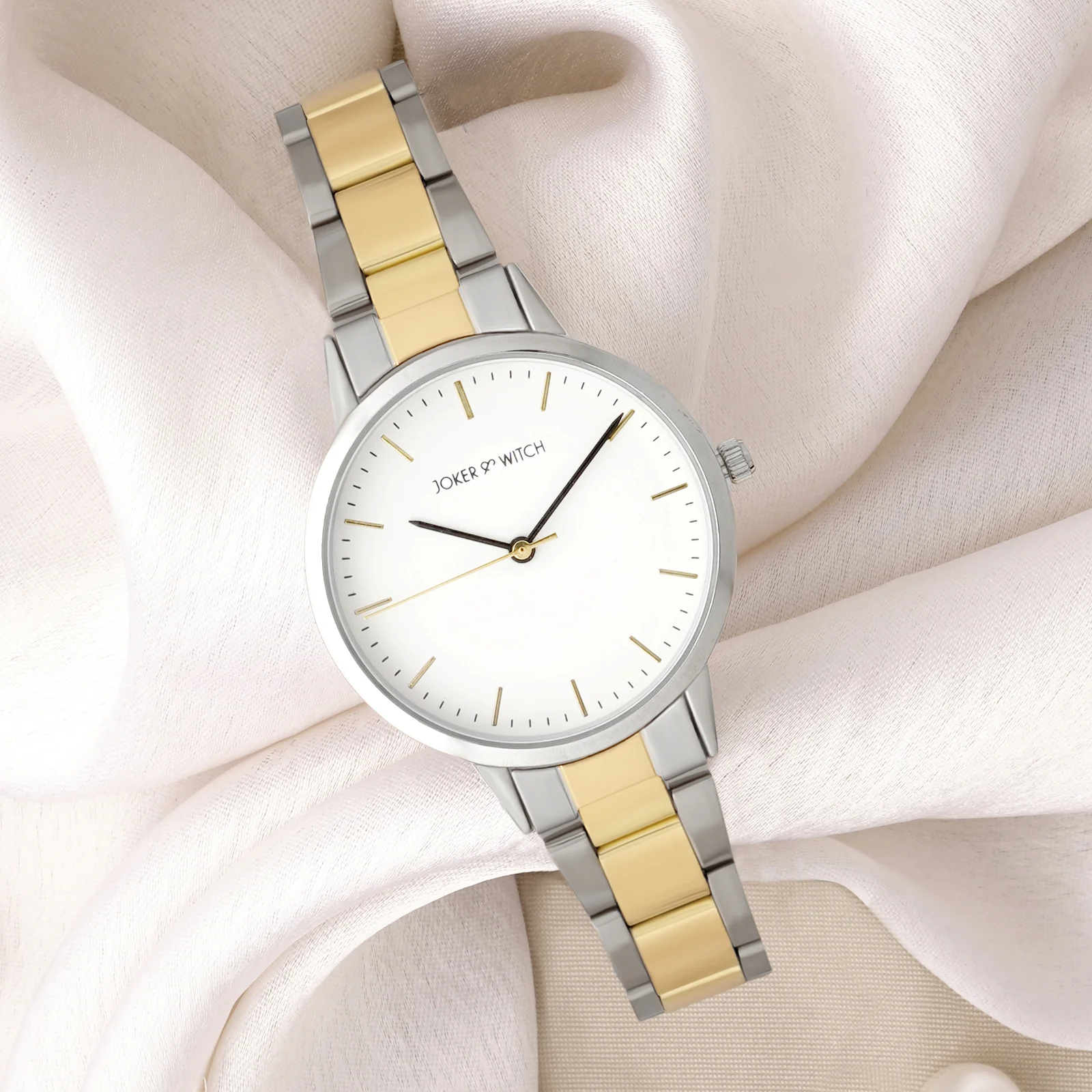Tokyo White Medium Dial Dual Tone Linked Chain Strap Women's Watch - Image 2