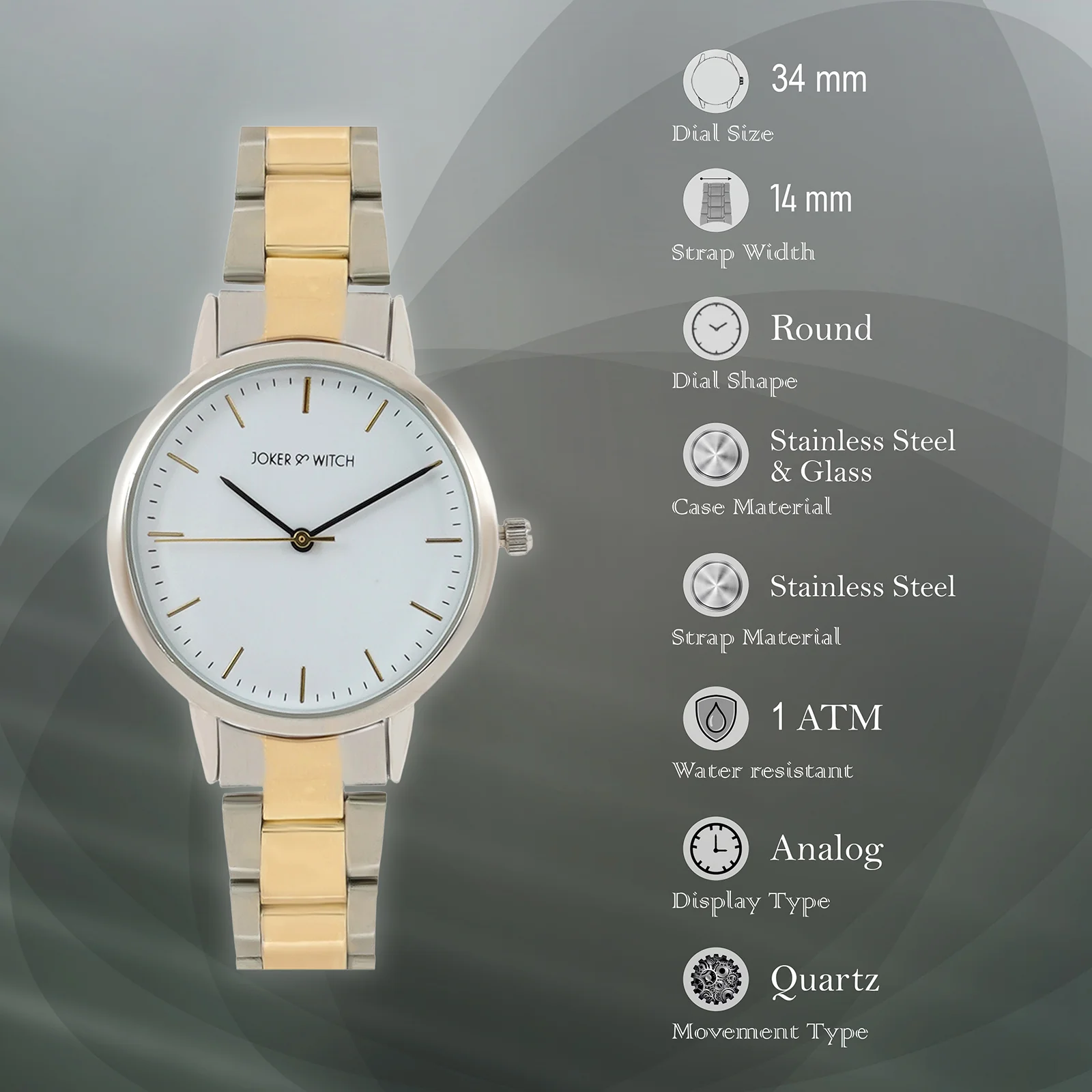 Tokyo White Medium Dial Dual Tone Linked Chain Strap Women's Watch - Image 7