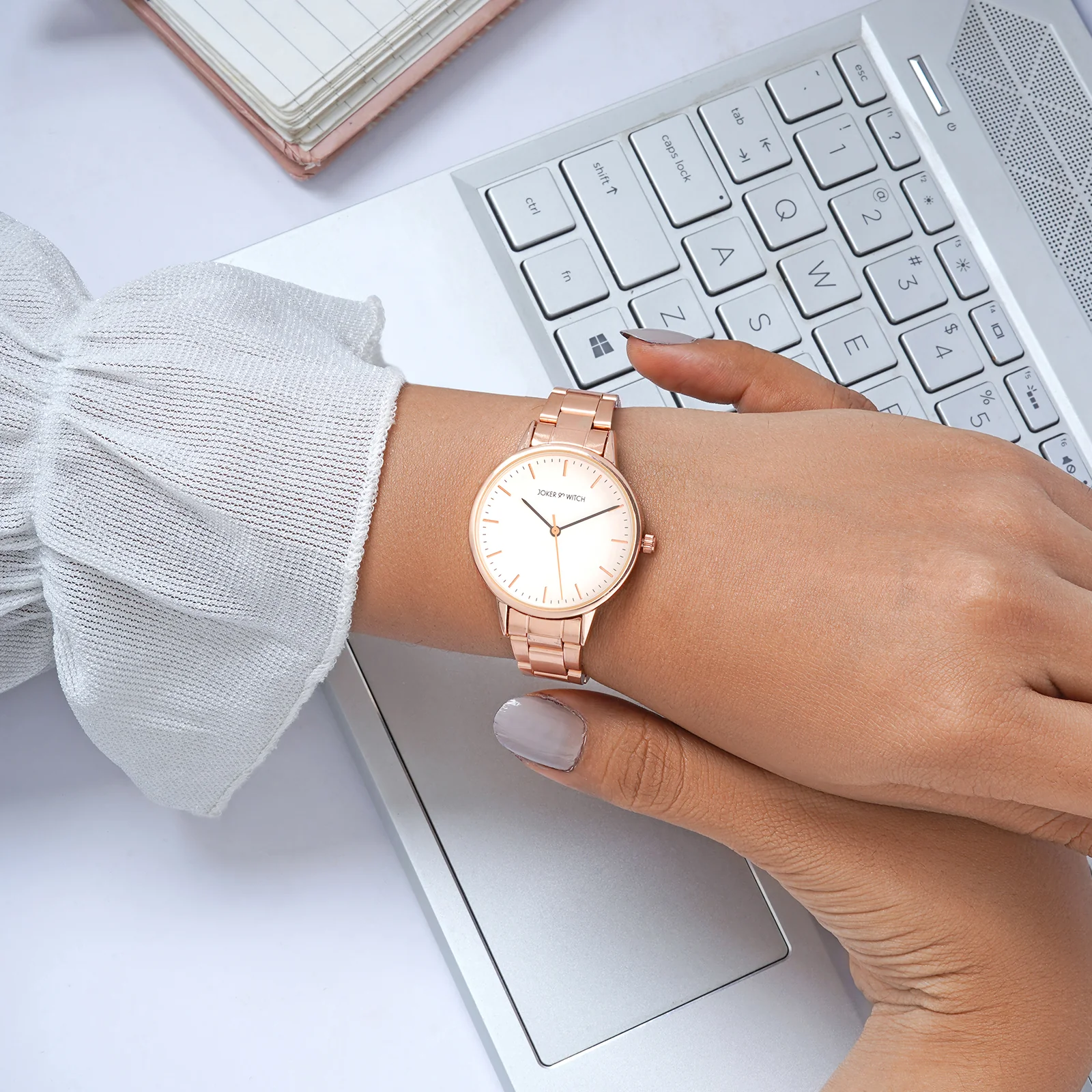 Tokyo White Medium Dial Rose Gold Linked Chain Strap Women's Watch - Image 2