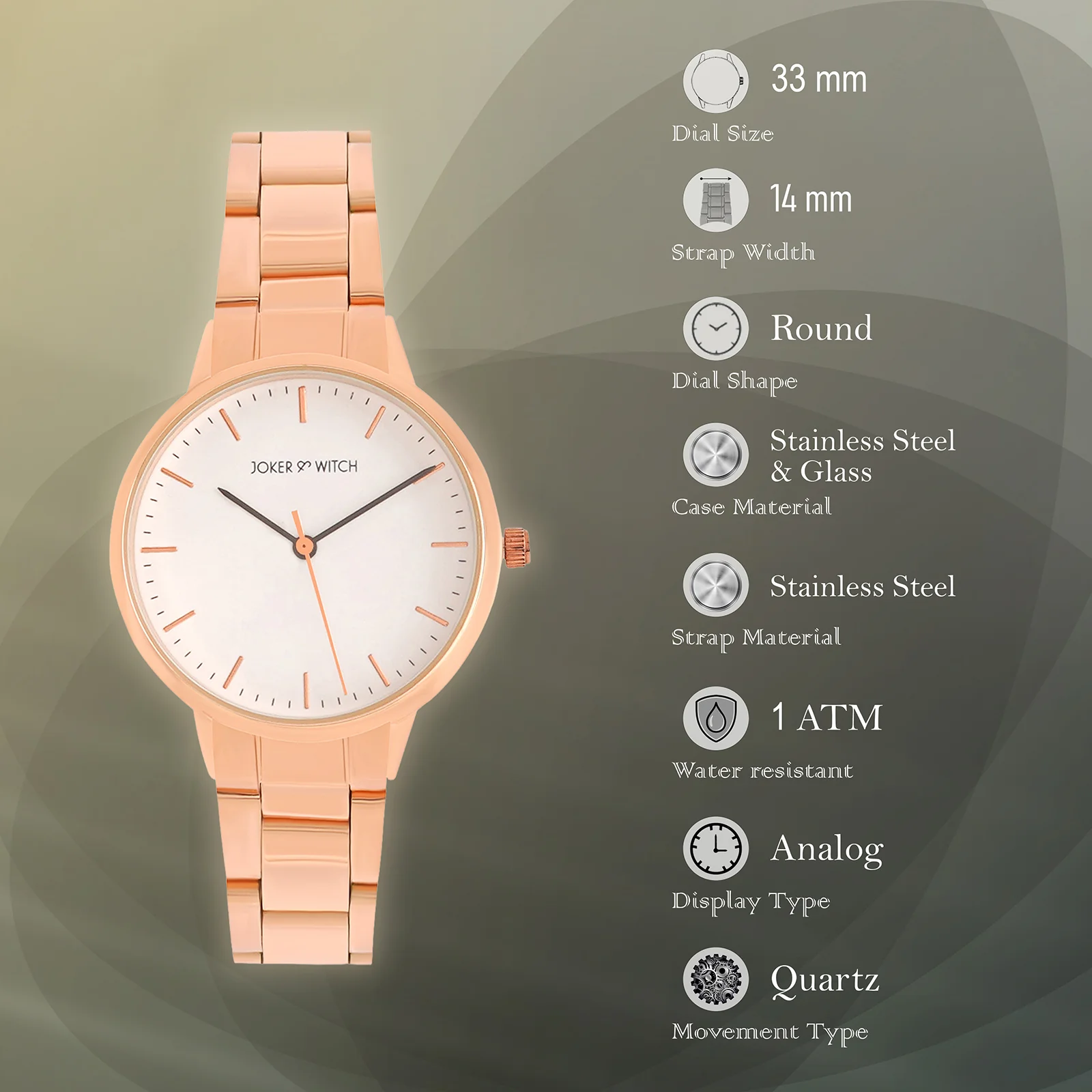 Tokyo White Medium Dial Rose Gold Linked Chain Strap Women's Watch - Image 7