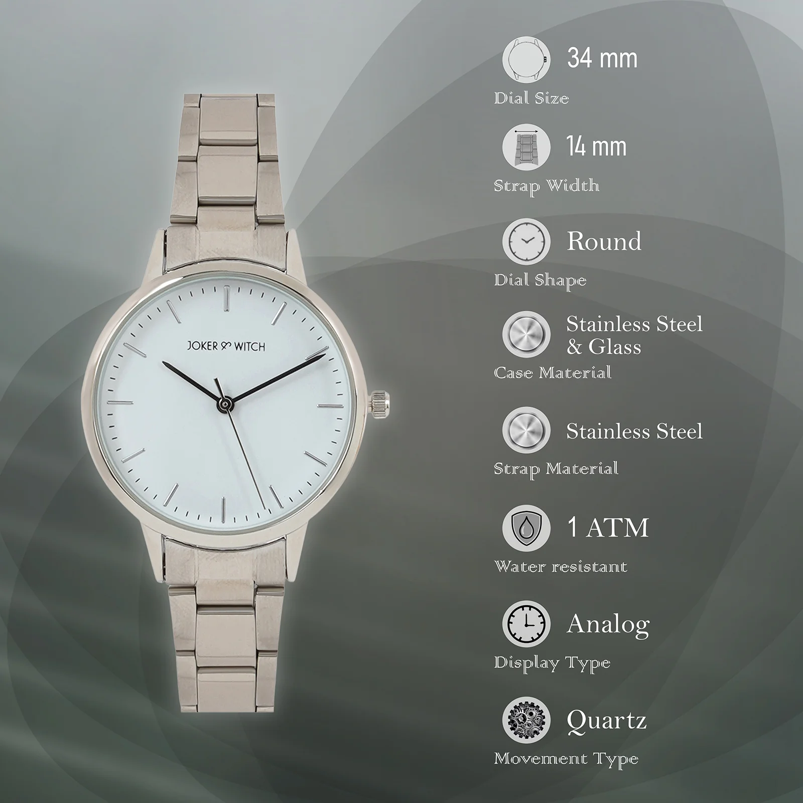 Tokyo White Medium Dial Silver Linked Chain Strap Women's Watch - Image 7