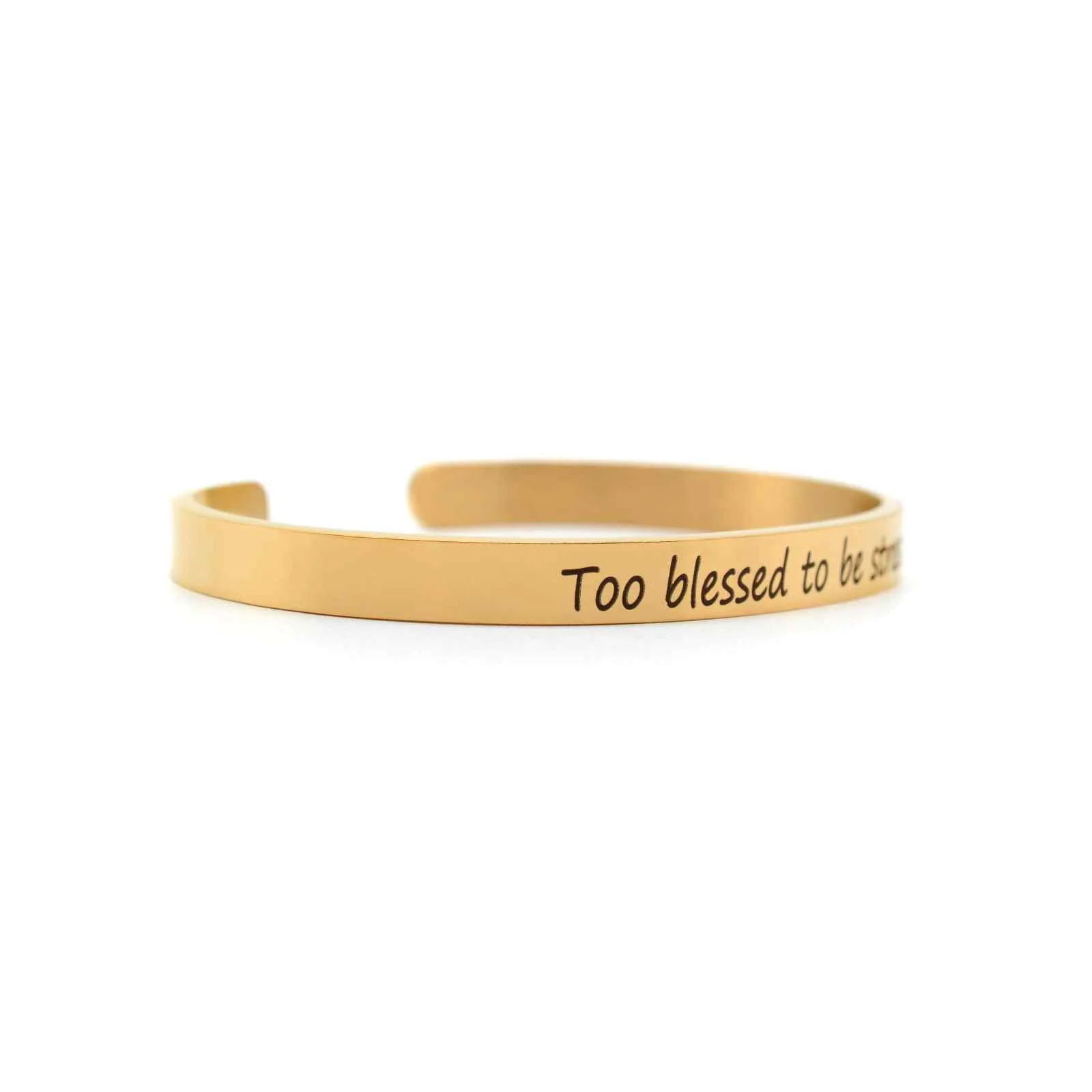 Too Blessed To Be Stressed Rose Gold Mantra Band - Image 3