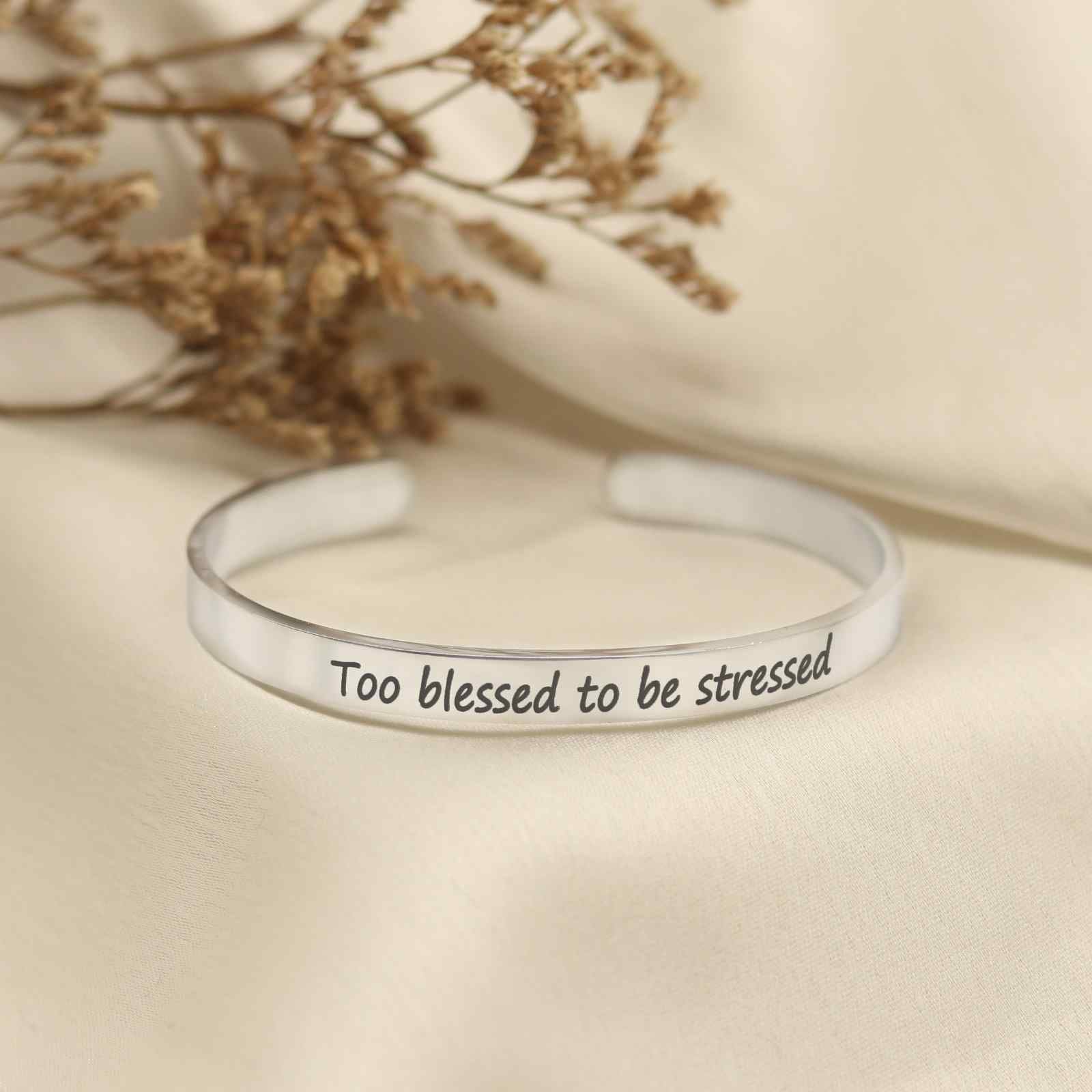 Too Blessed To Be Stressed Silver Mantra Band - Image 2