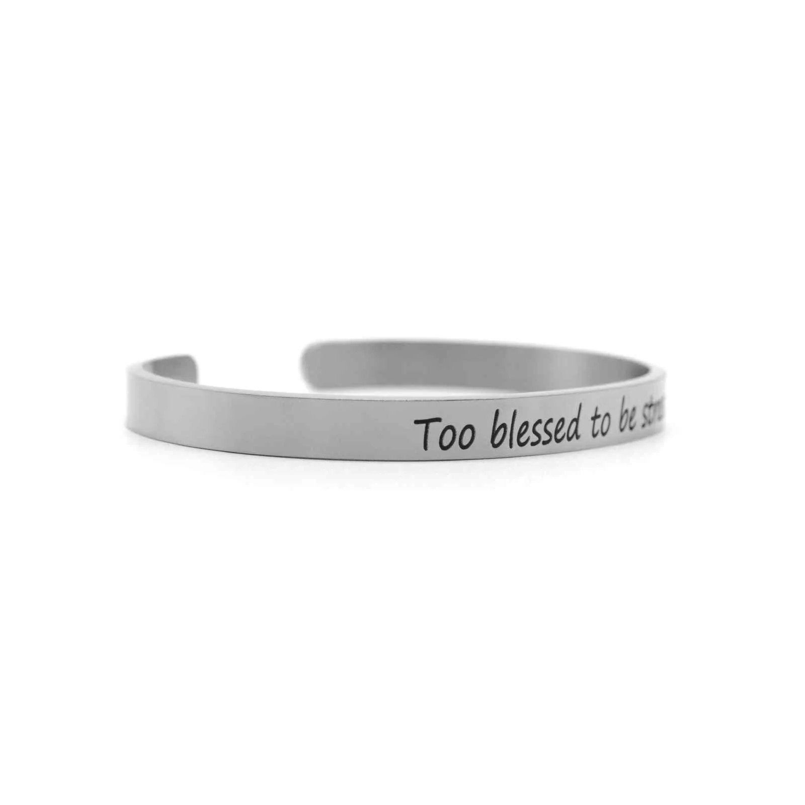 Too Blessed To Be Stressed Silver Mantra Band - Image 3