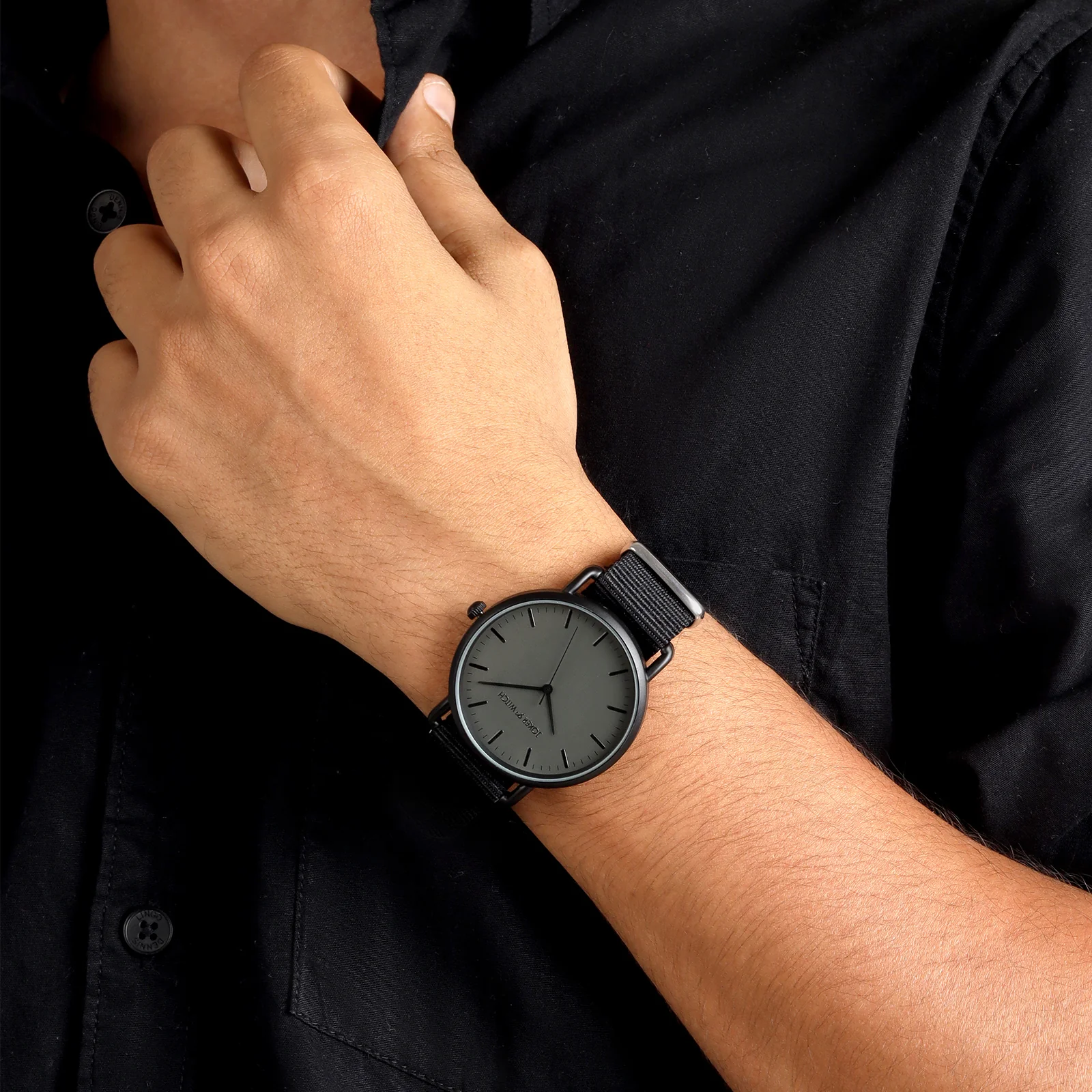 Tranquil Black Large Dial Nato Strap Men's Watch - Image 2