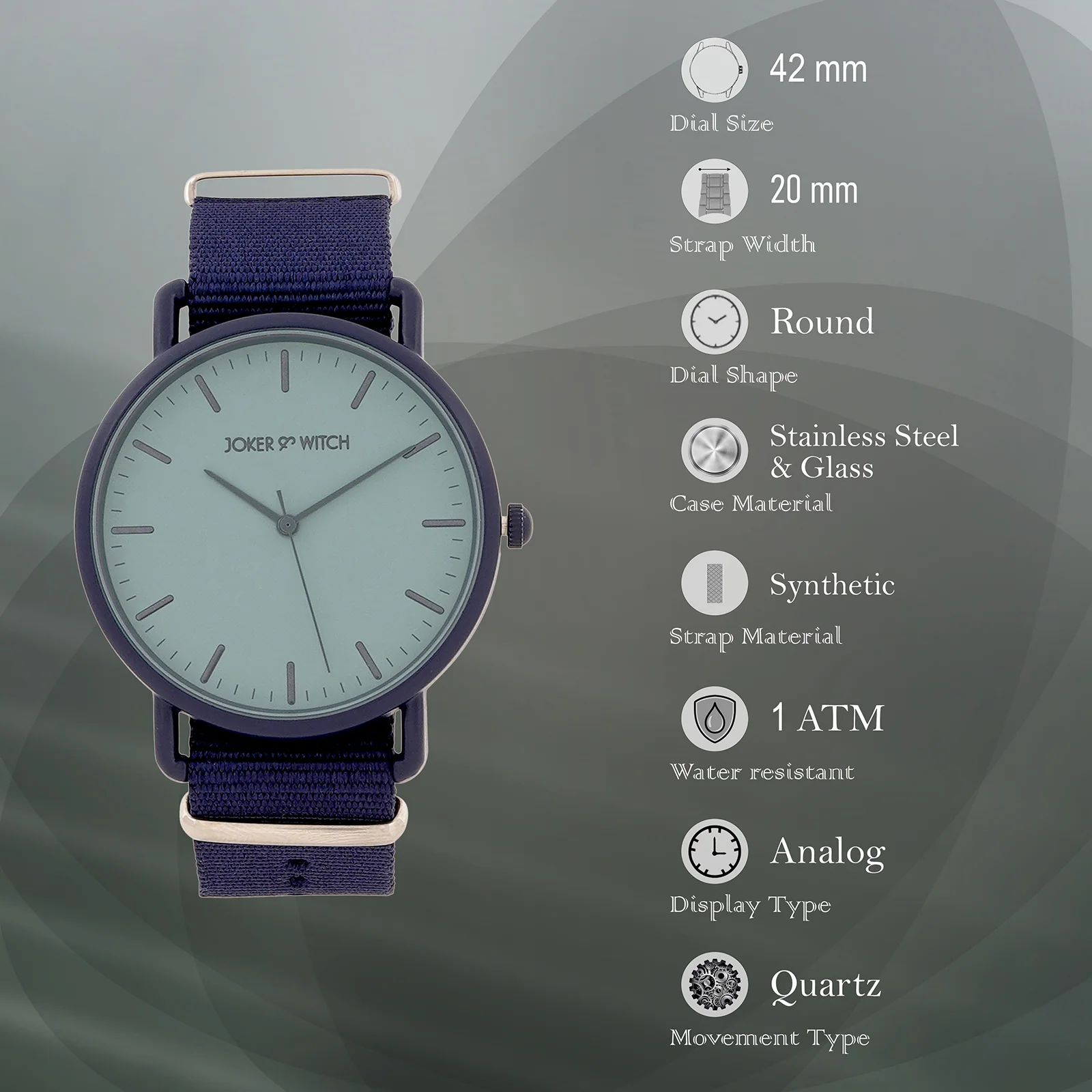 Men's Blue Large Dial Nato Strap Men's Watch - Image 7