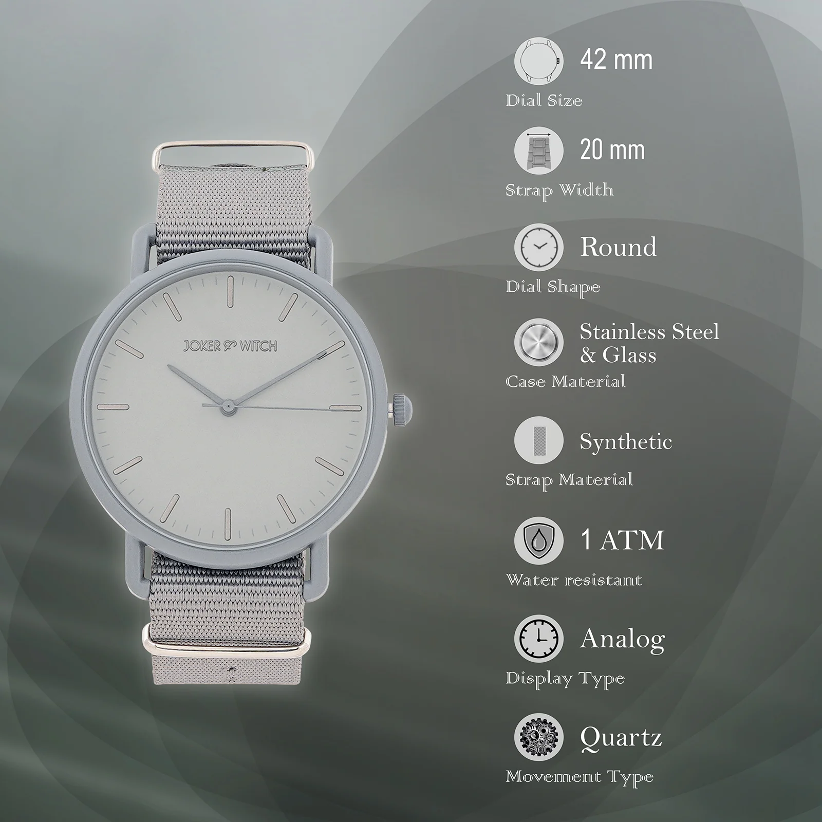 Tranquil Grey Large Dial Nato Strap Men's Watch - Image 7
