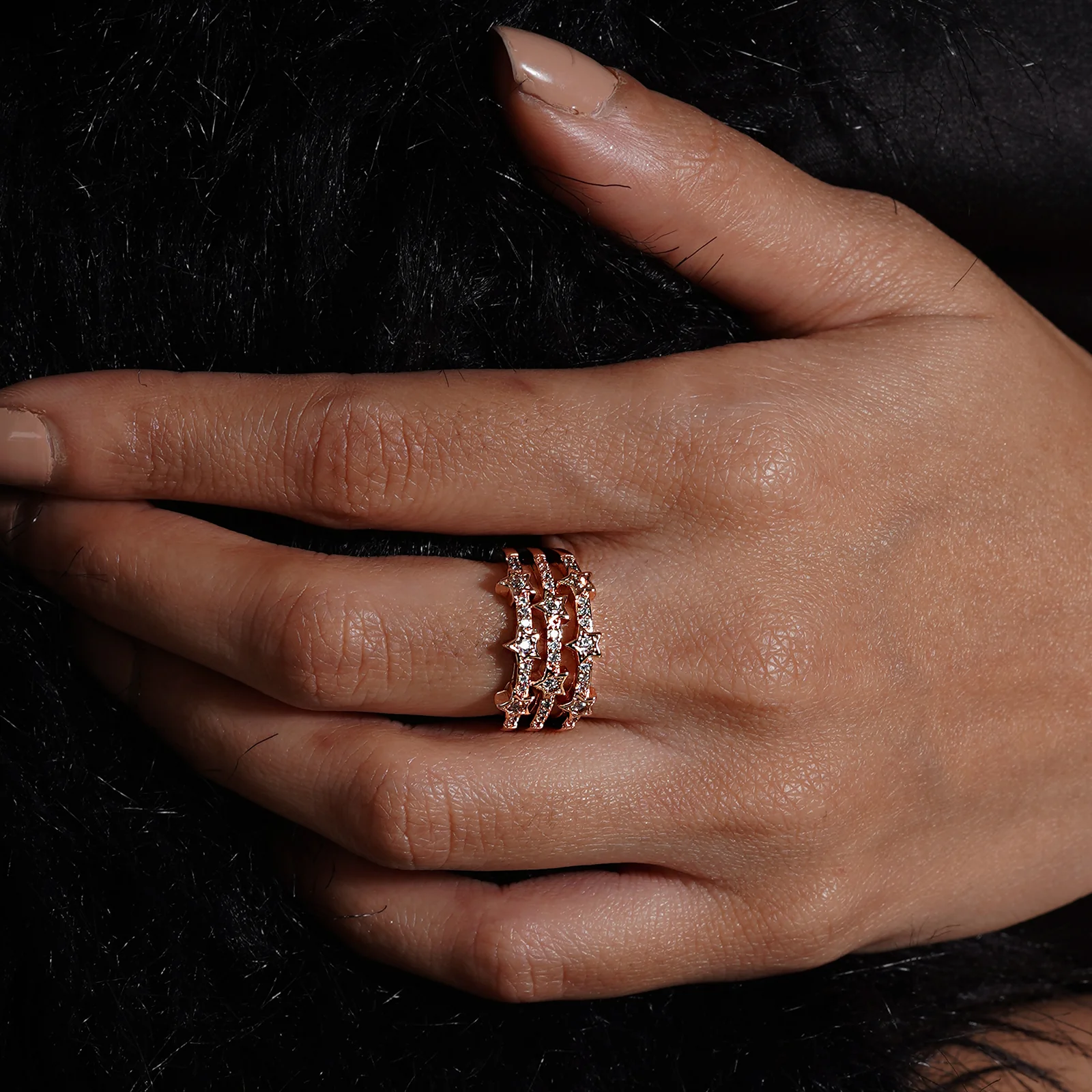 Triple Truffle Rose Gold Ring - Image 2