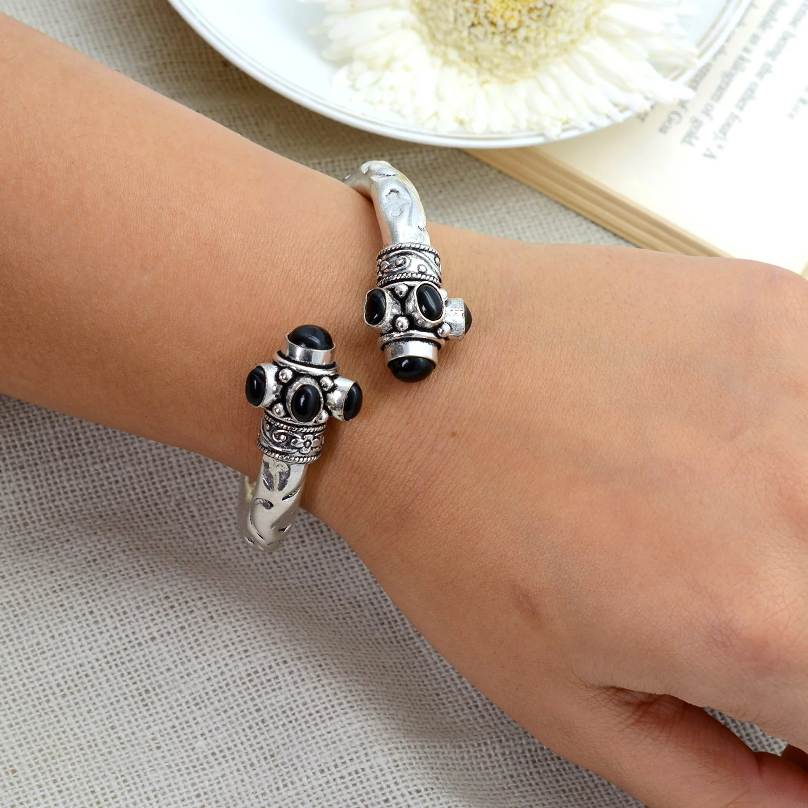 Trisha Black Bracelet Cuff - Image 2