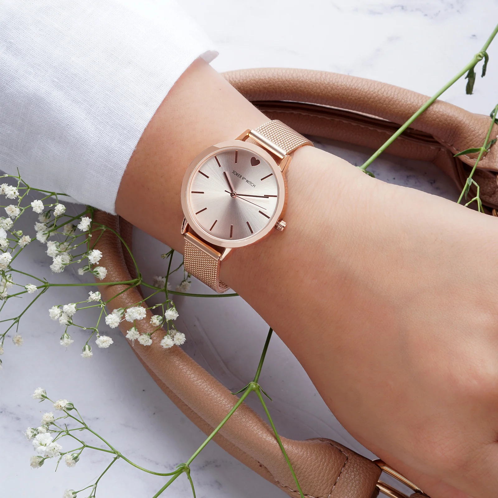 Twelve O'Heart Rose Gold Medium Dial Mesh Strap Women's Watch - Image 2