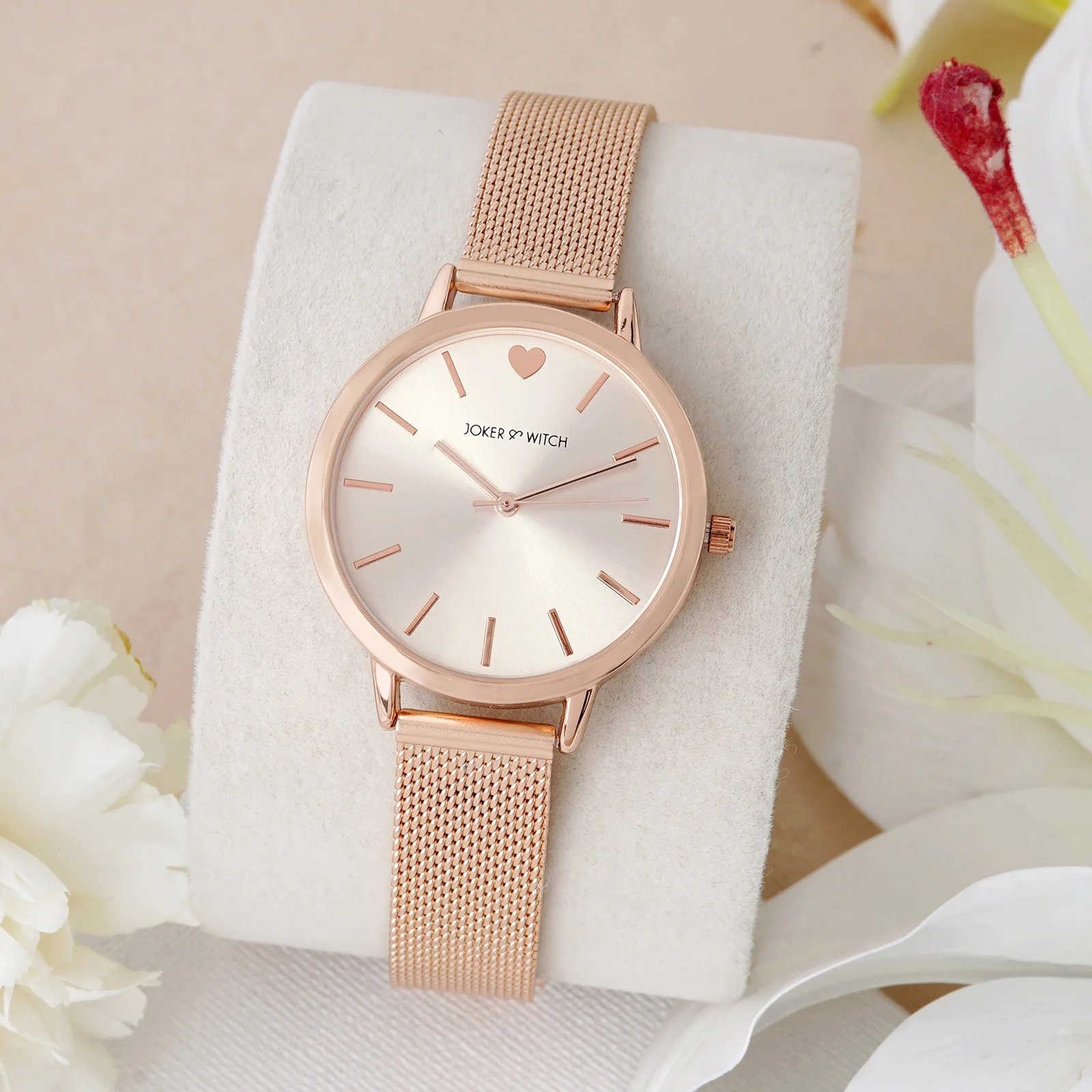 Twelve O'Heart Rose Gold Medium Dial Mesh Strap Women's Watch - Image 3