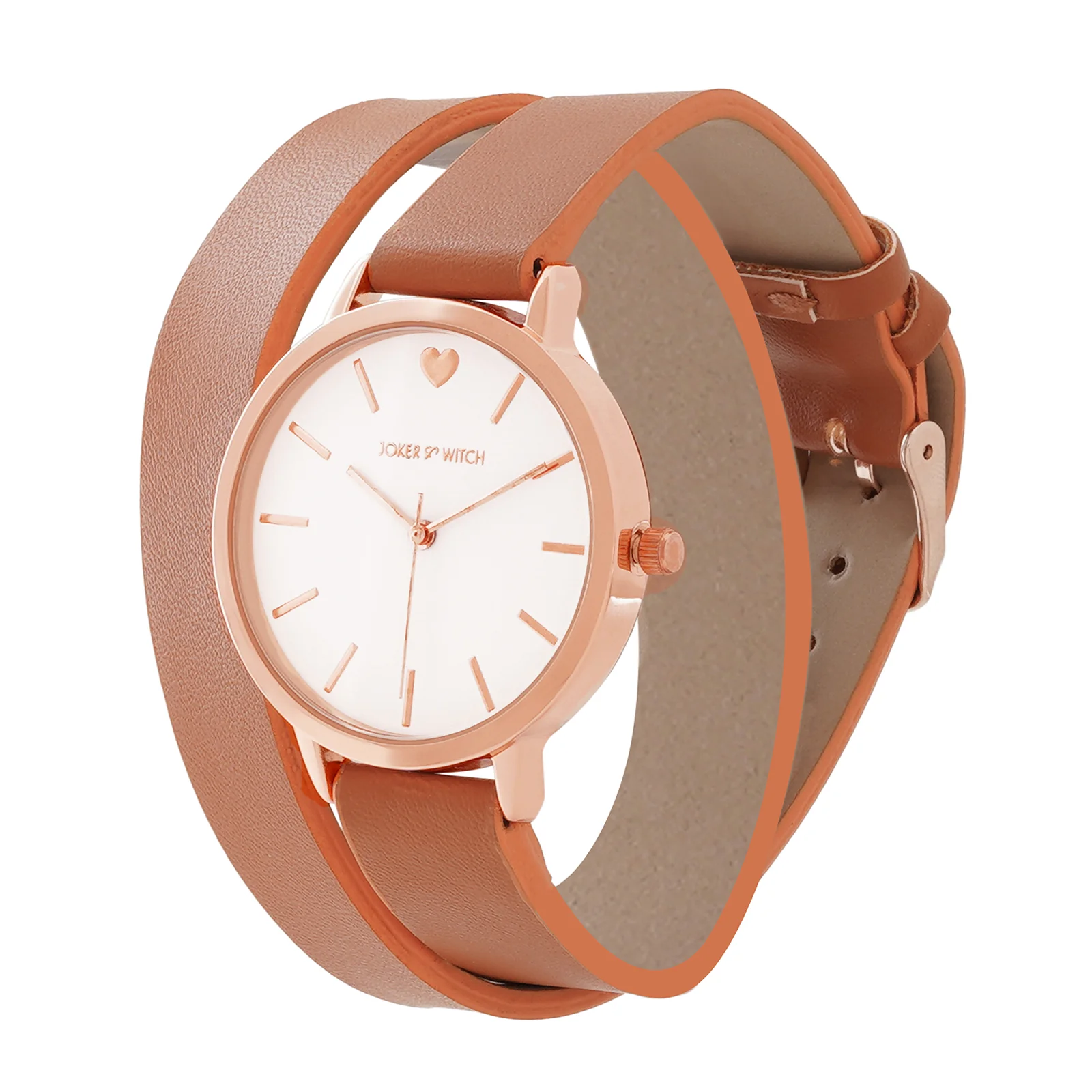 Twelve O'Heart White Medium Dial Tan PU Wrap Around Strap Women's Watch - Image 4