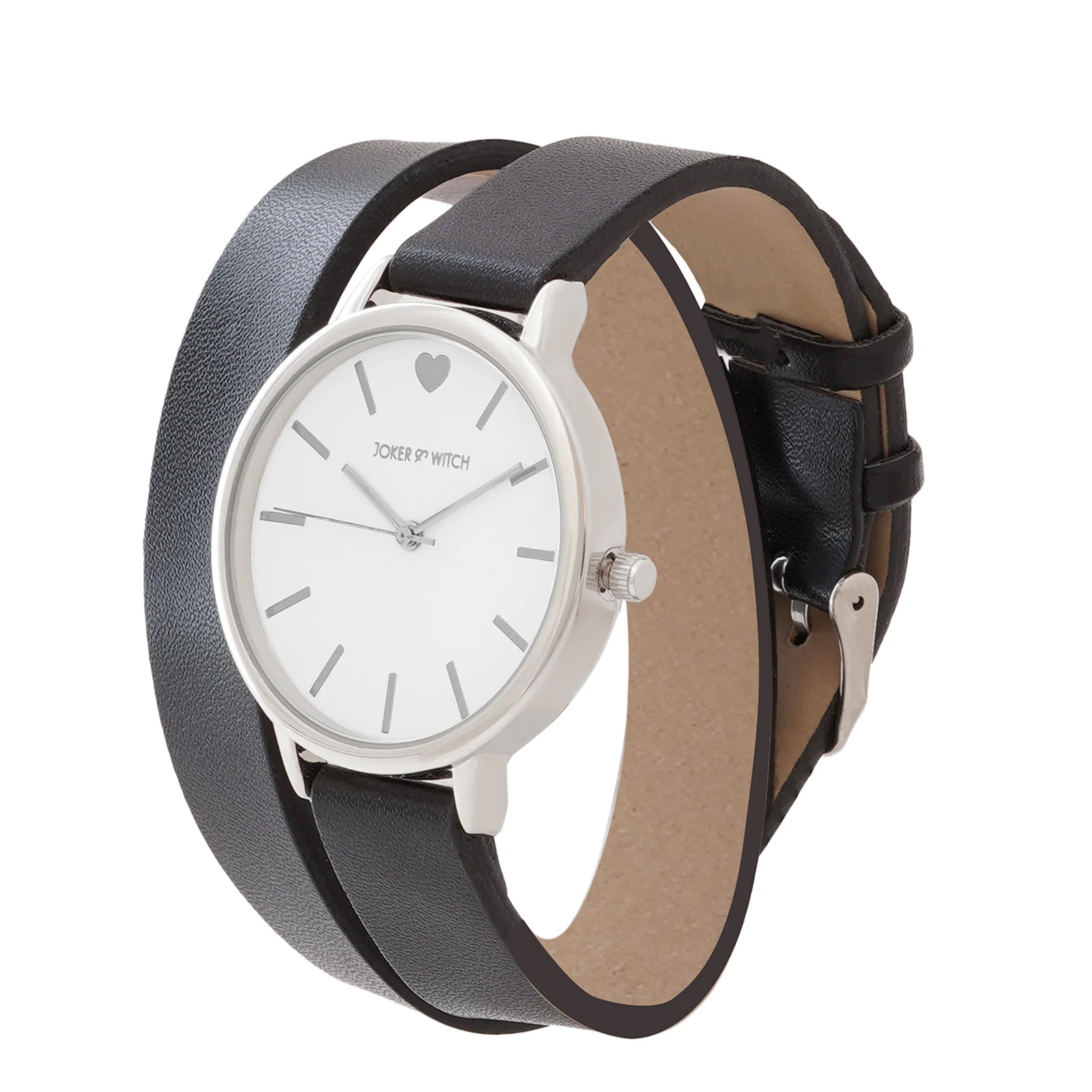 Twelve O'Heart White Medium Dial Black PU Wrap Around Strap Women's Watch - Image 4