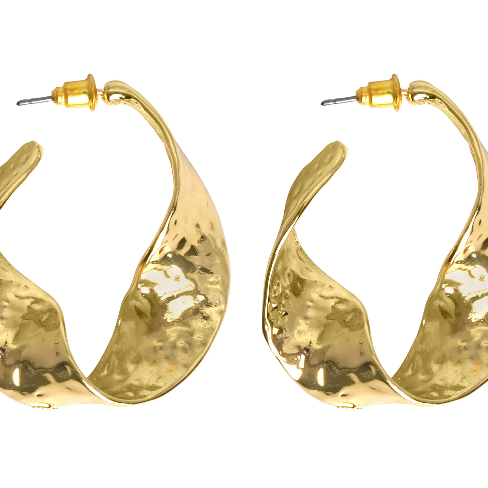 Twisted Hammered Bold Gold Earrings - Image 5