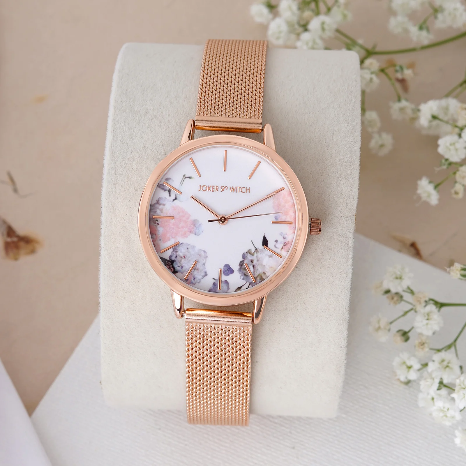 Tygra White Medium Dial Rose Gold Mesh Strap Women's Watch - Image 3