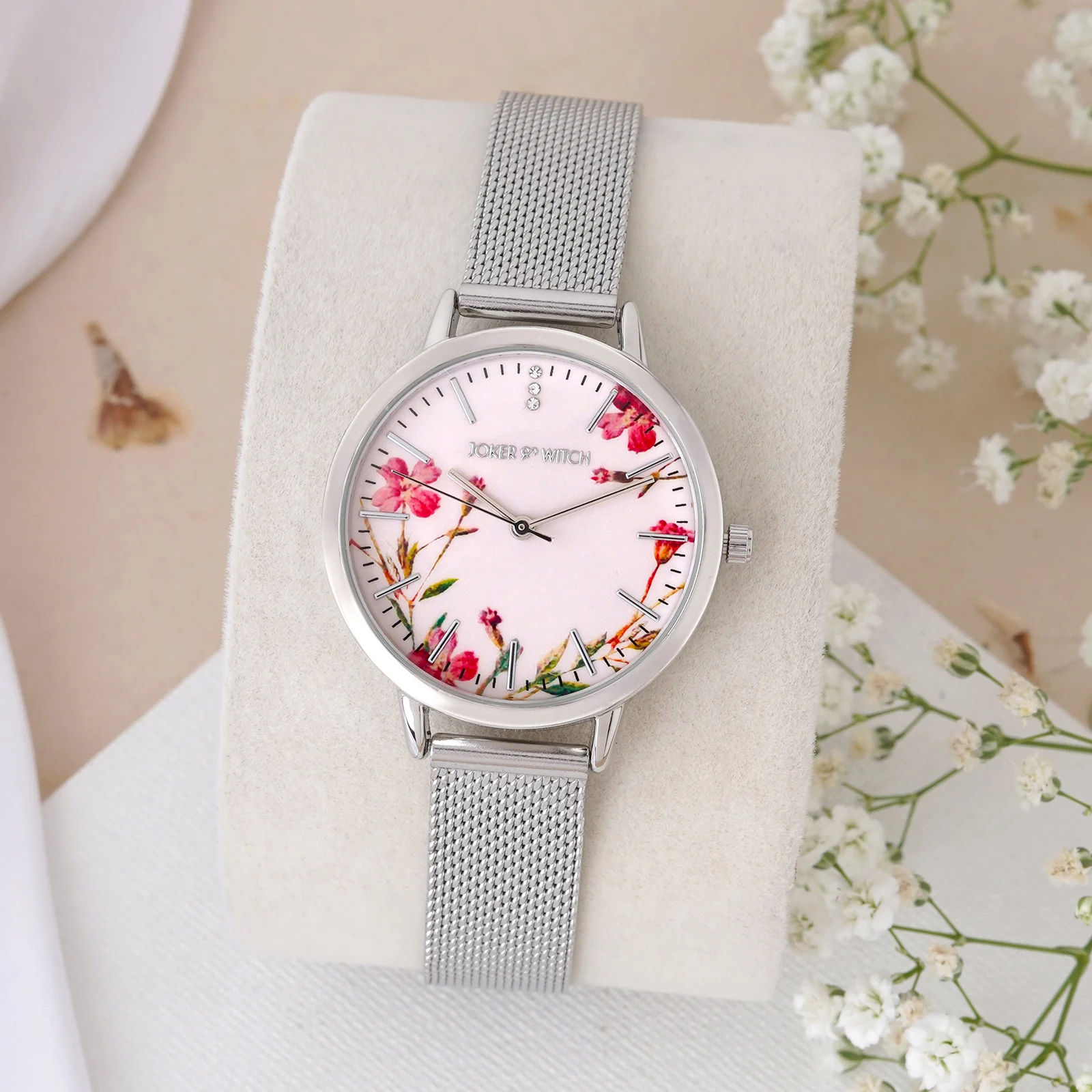 Tygra Pink Medium Dial Silver Mesh Strap Women's Watch - Image 2