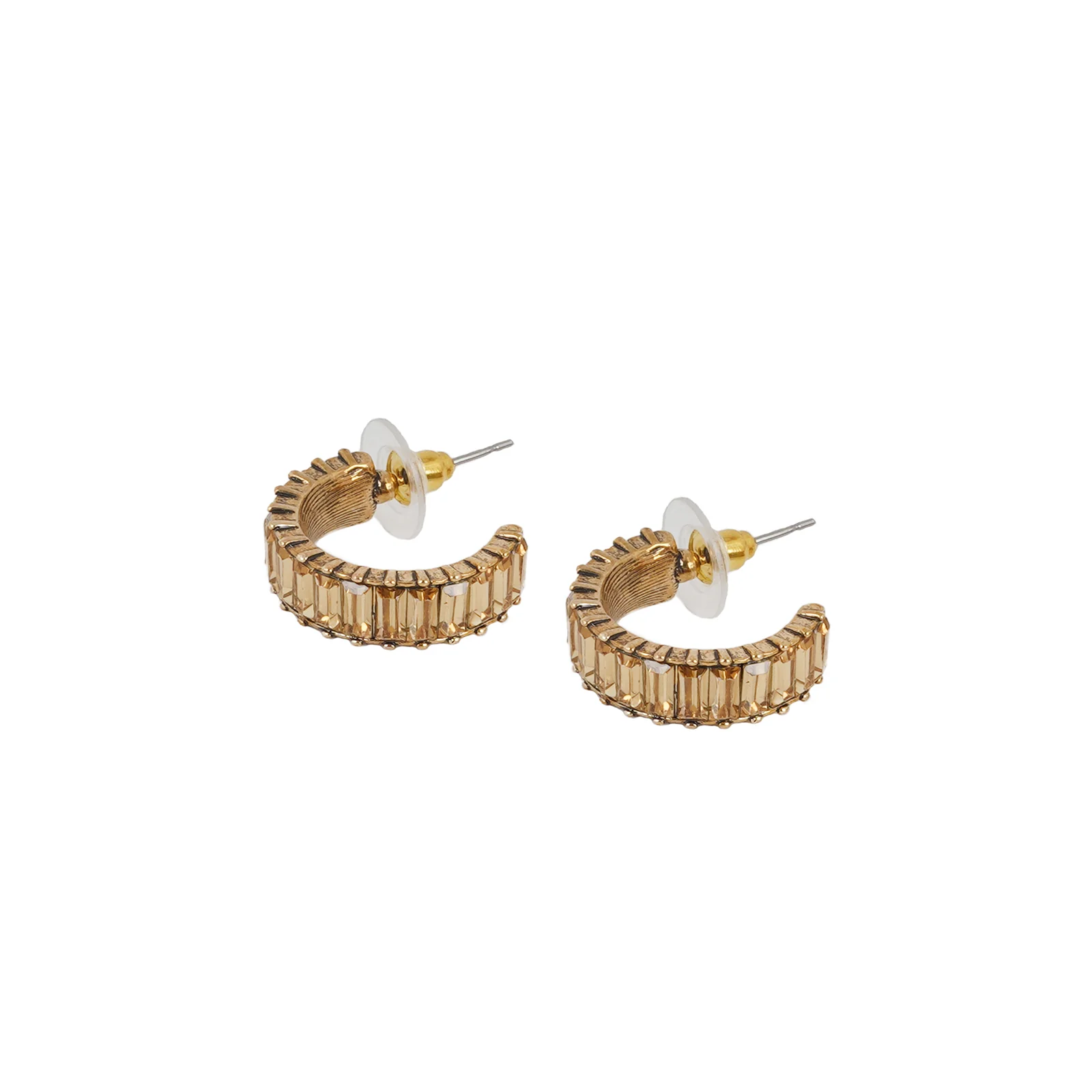 Ula Hoop Beige Stone Earrings - Image 4
