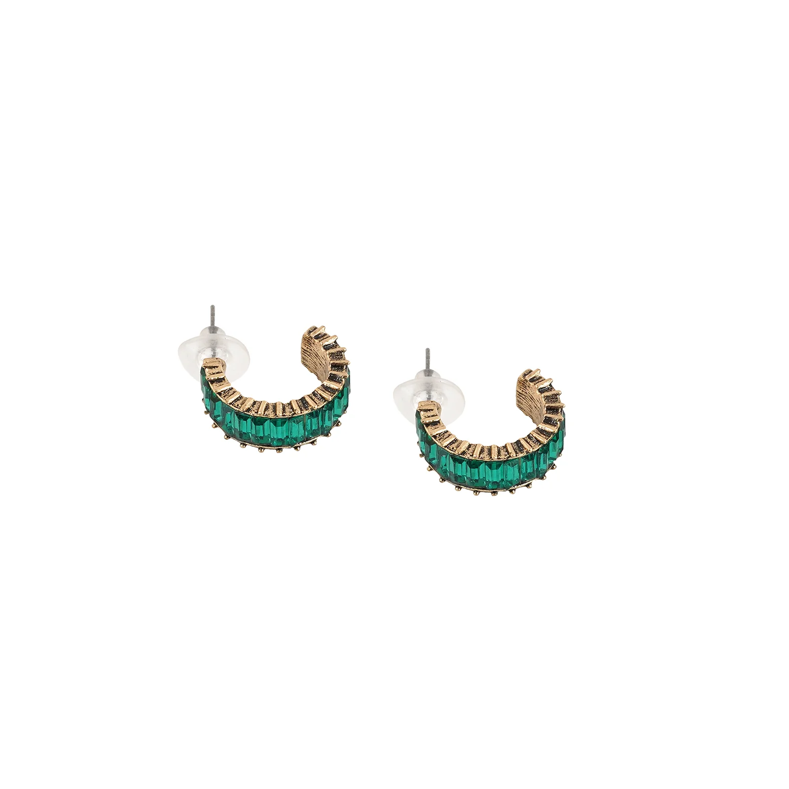 Ula Hoop Green Stone Earrings - Image 5