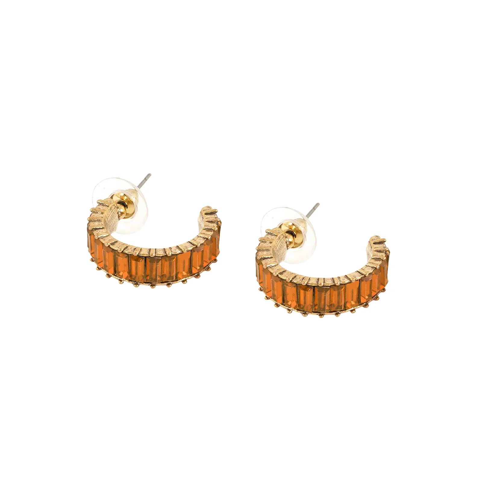 Ula Hoop Orange Stone Earrings - Image 4