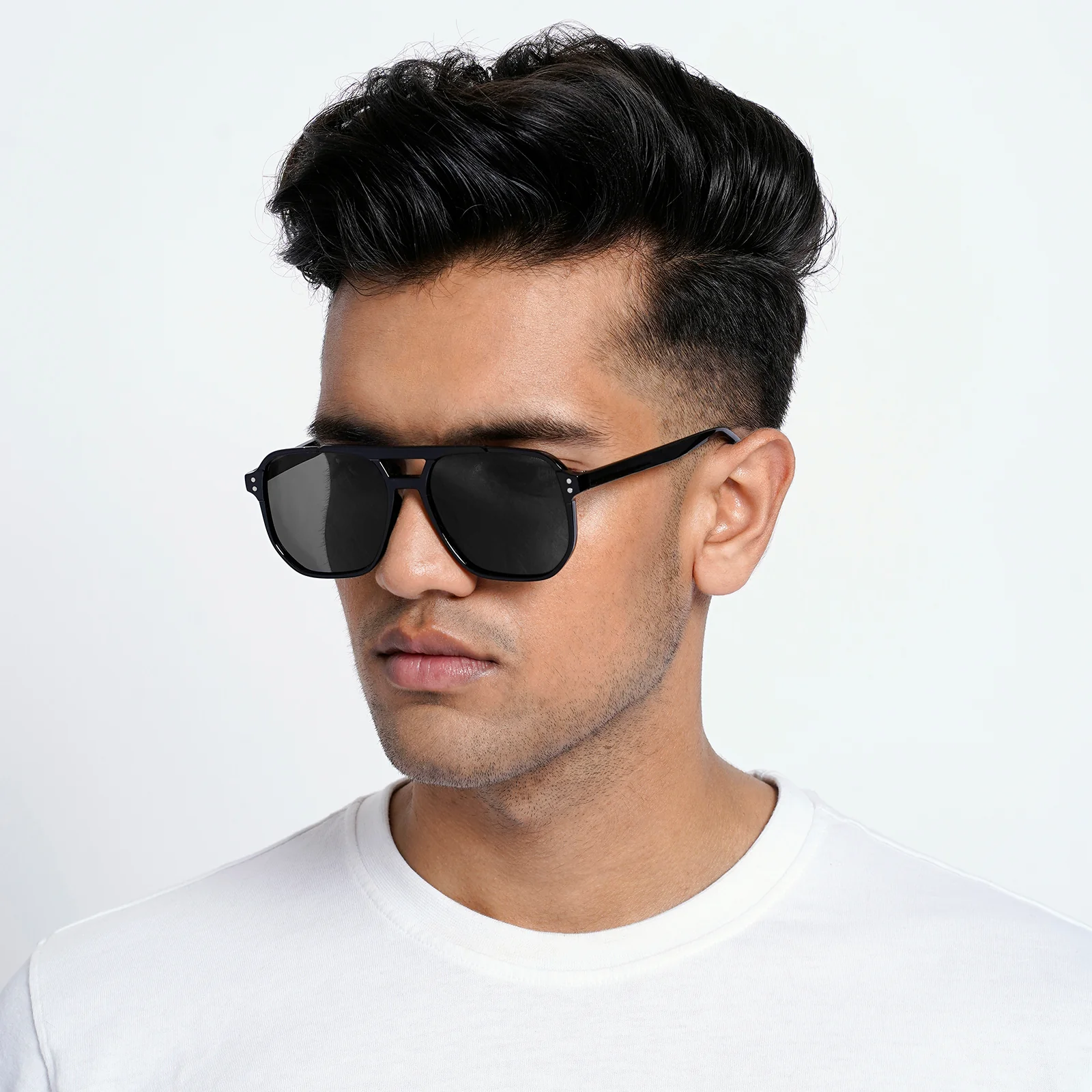 Urbana Black Rectangular Aviators - Image 3